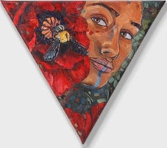 Peinture à l'huile colorée, "Dites vos secrets aux abeilles".