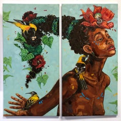 Surreal Figurative Painting, "TLC Diptych" 2024
