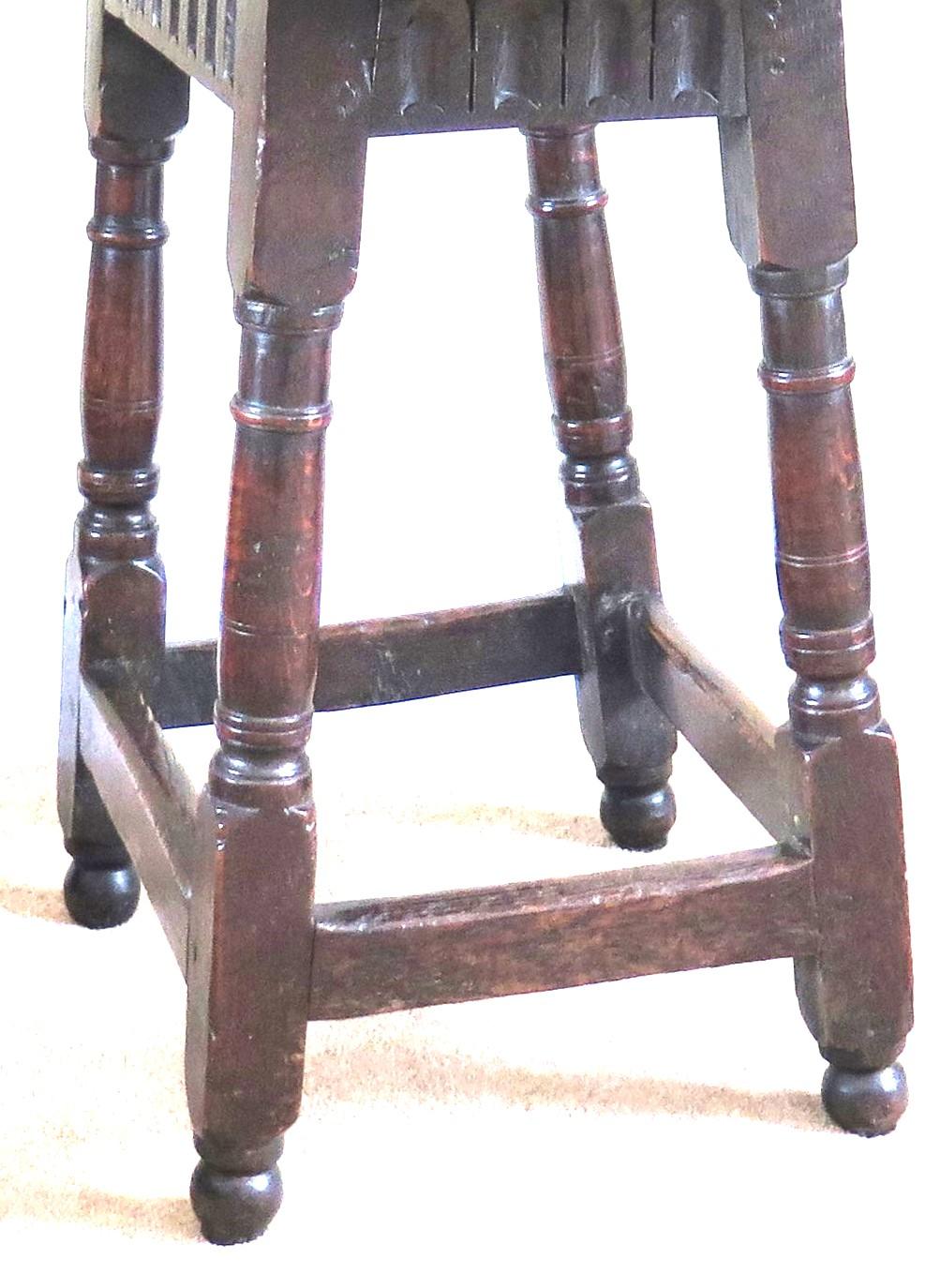 Charles 1st English Jointed Stool Oak, Early to Mid 17th Century, circa 1630 For Sale 7