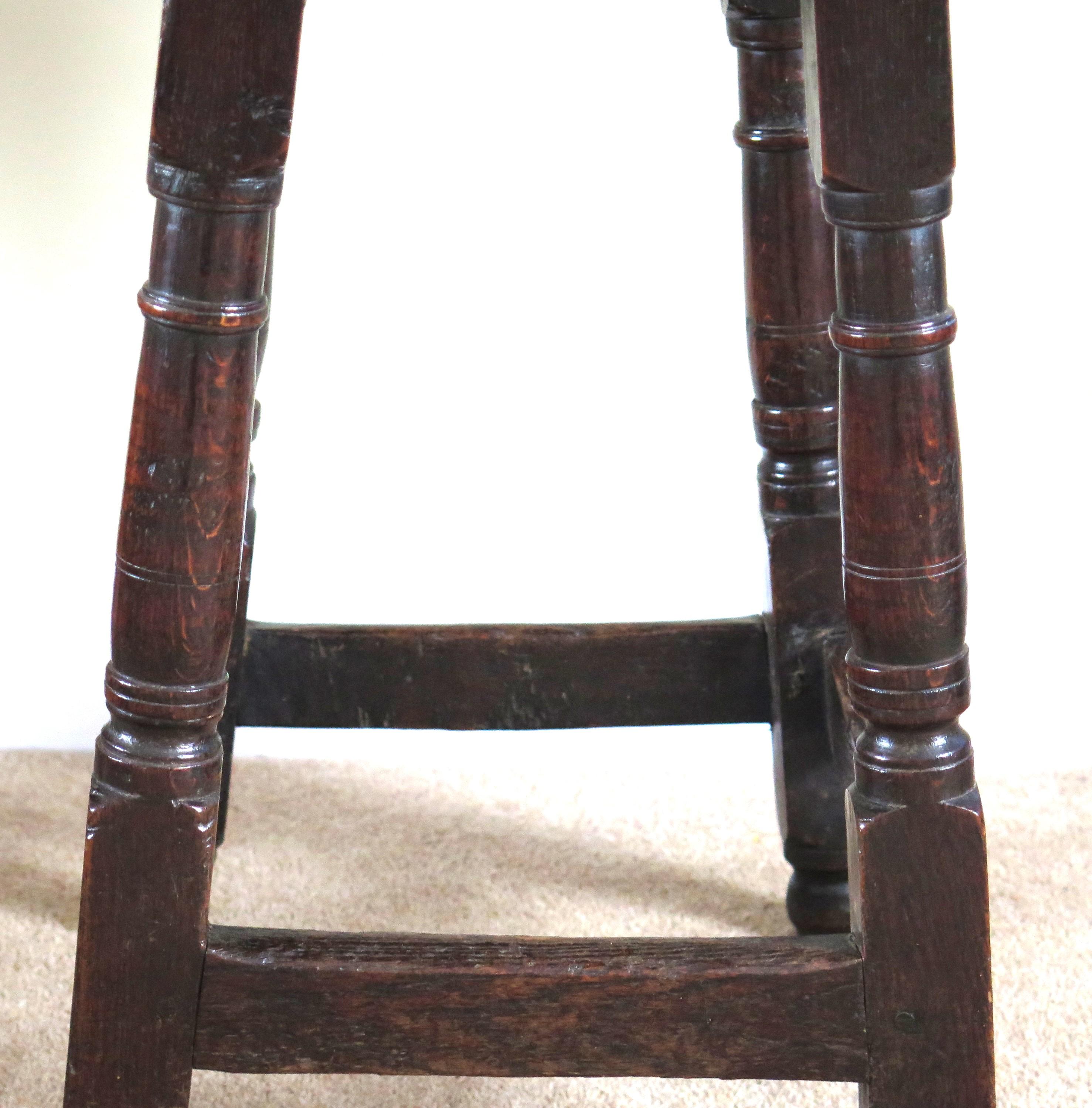 Charles 1st English Jointed Stool Oak, Early to Mid 17th Century, circa 1630 For Sale 8