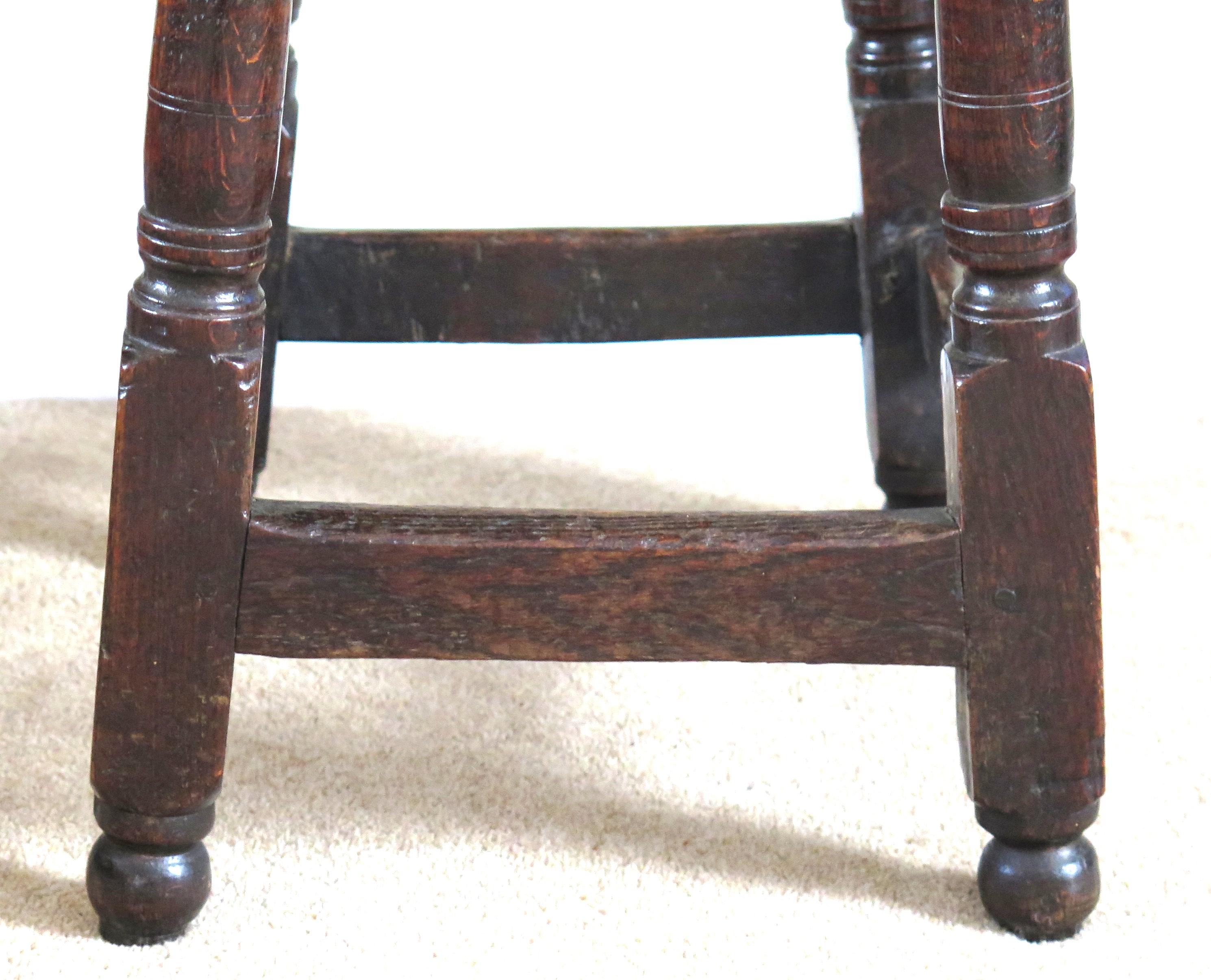 Charles 1st English Jointed Stool Oak, Early to Mid 17th Century, circa 1630 For Sale 9