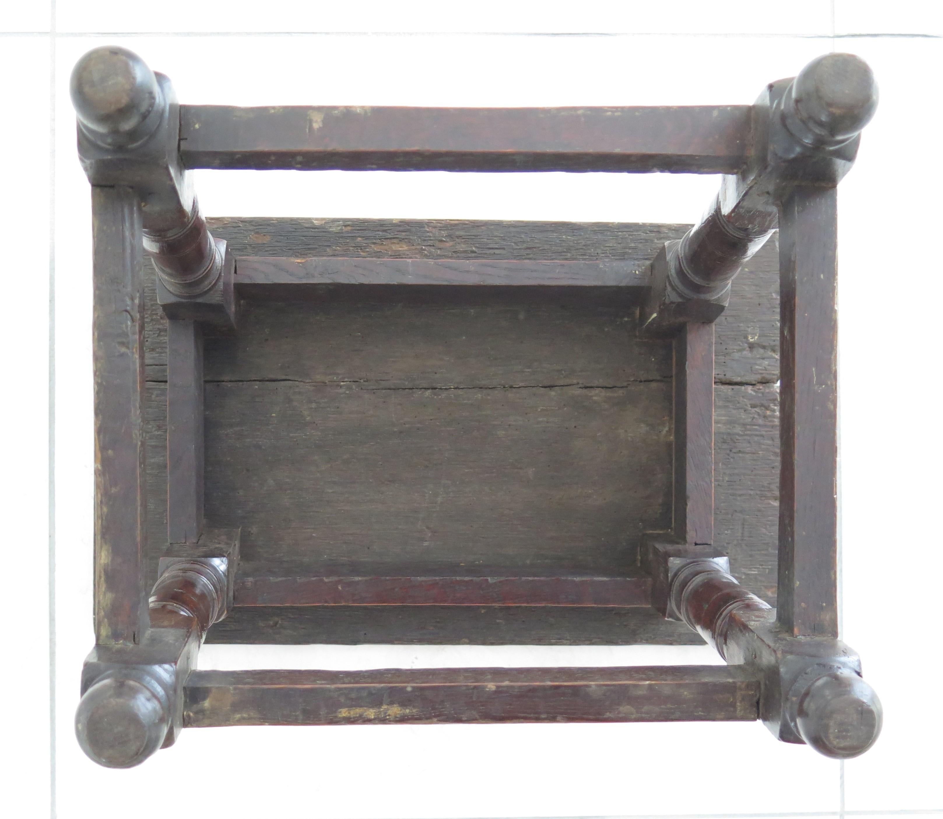Charles 1st English Jointed Stool Oak, Early to Mid 17th Century, circa 1630 For Sale 12