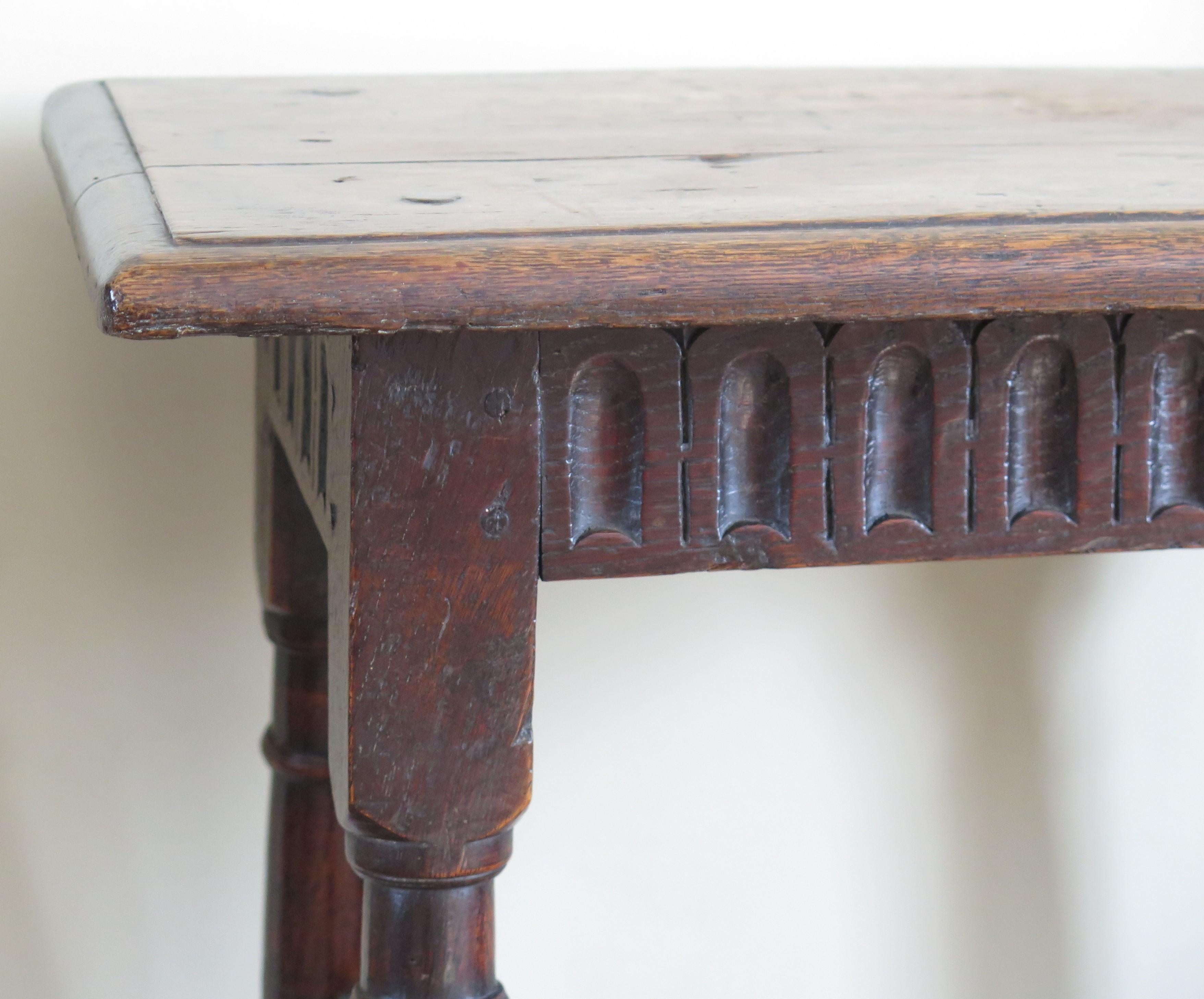 Charles 1st English Jointed Stool Oak, Early to Mid 17th Century, circa 1630 For Sale 2