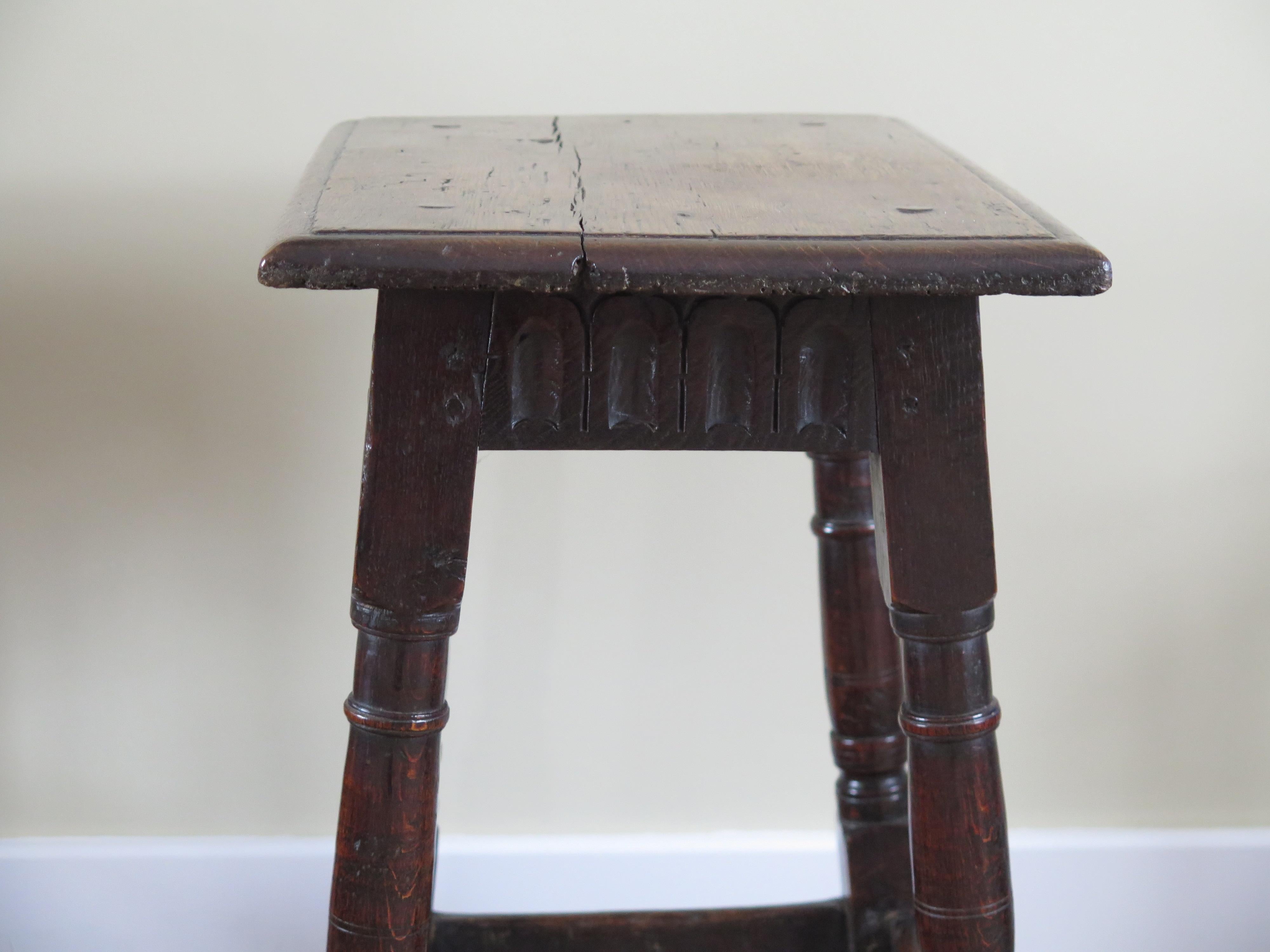 Charles 1st English Jointed Stool Oak, Early to Mid 17th Century, circa 1630 For Sale 3