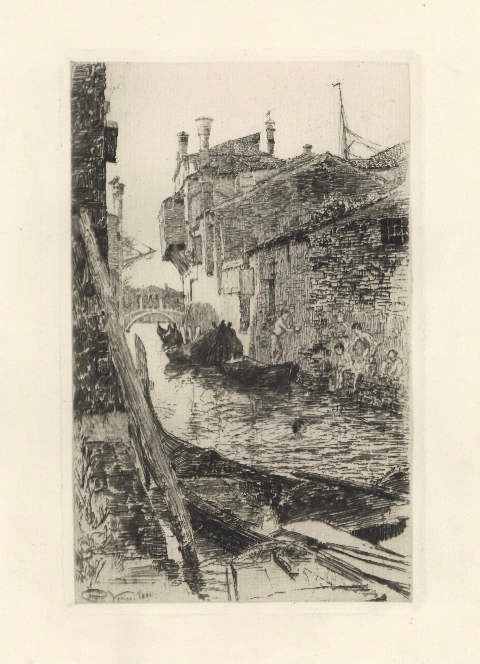 "Venice" original etching - Print by Charles Abel Corwin