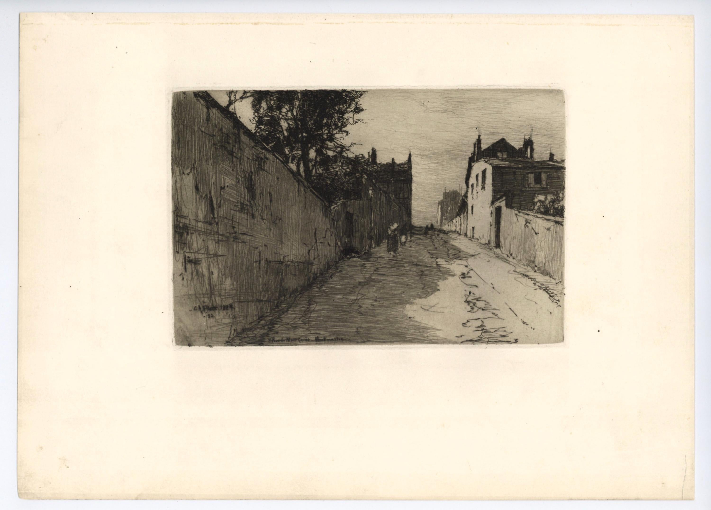 Medium: original etching. This impression on wove paper was printed in 1885 for the Sylvester R. Koehler portfolio of etchings and published by Cassell & Company. Plate size: 5 1/2 x 8 1/4 inches (138 x 212 mm). Signed in the plate, not by