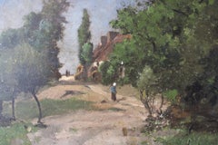 Antique dark and moody original landscape oil painting by Charles Albert Porcher