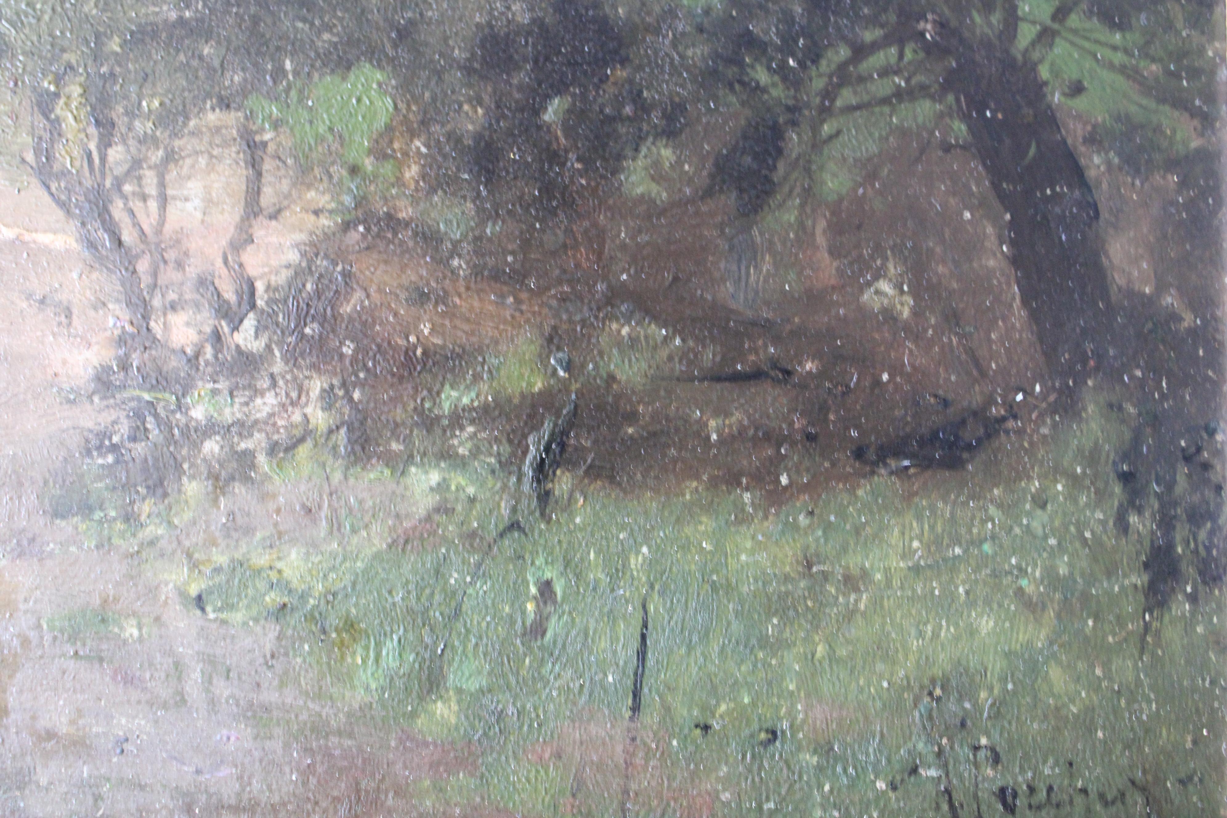 Ancienne peinture à l'huile de paysage sombre et lunatique de Charles Albert Porcher en vente 7