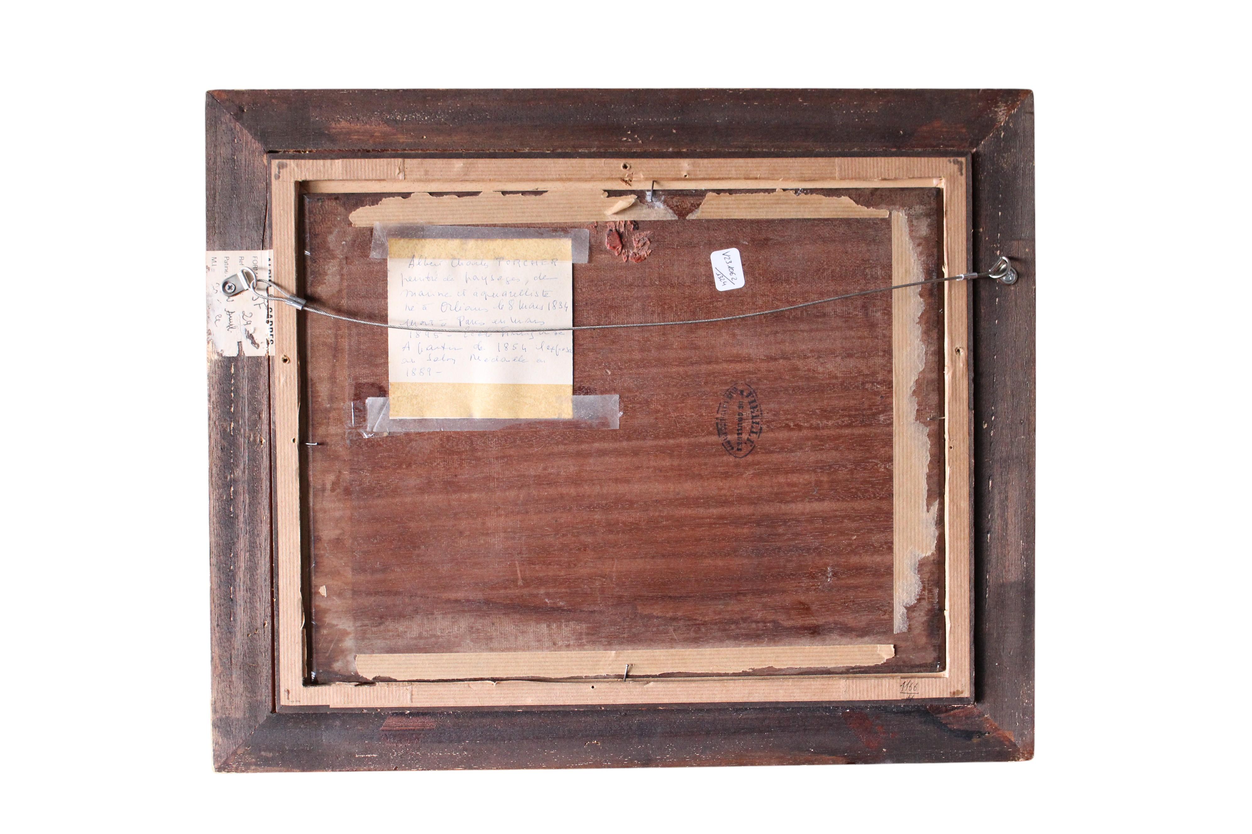 Ancienne peinture à l'huile de paysage sombre et lunatique de Charles Albert Porcher en vente 8