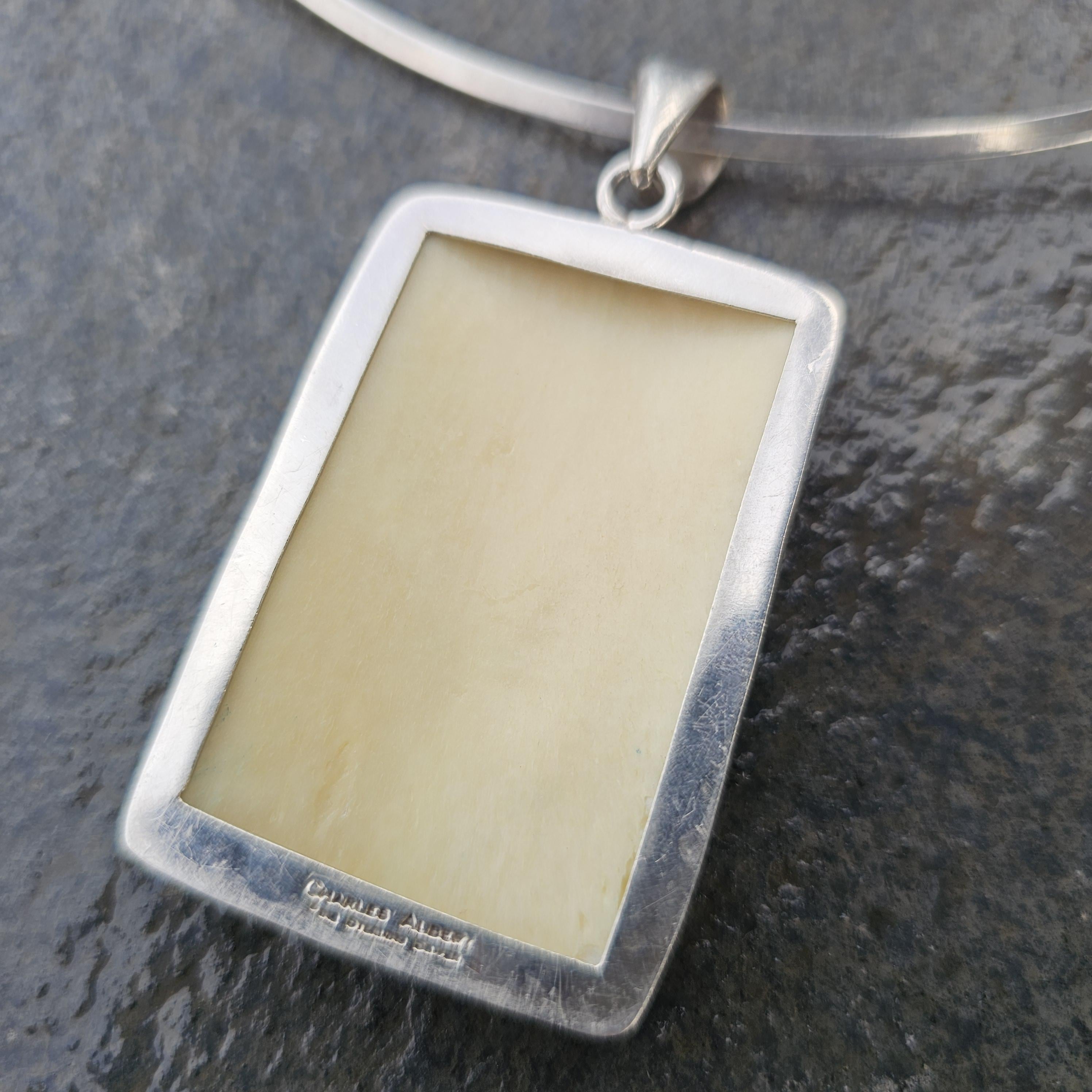 Charles Albert Queen of Clubs Playing Card Pendant Sterling Silver Collar Chain For Sale 6