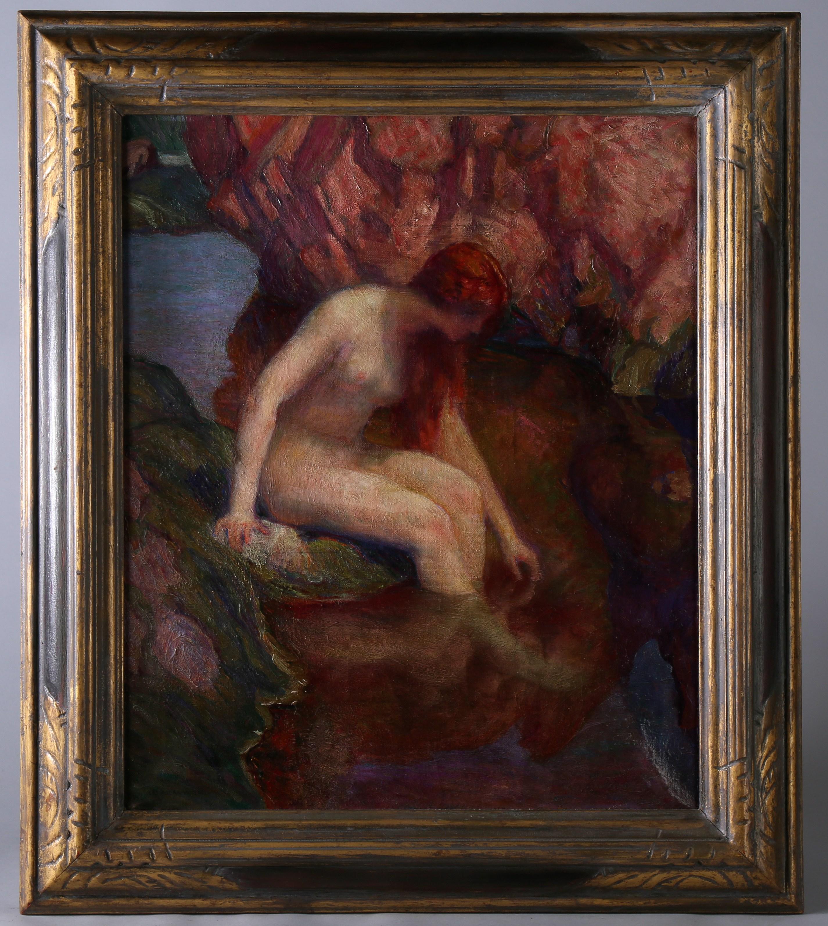 Charles Allan Winter Nude Painting - Her Reflection In A Stream