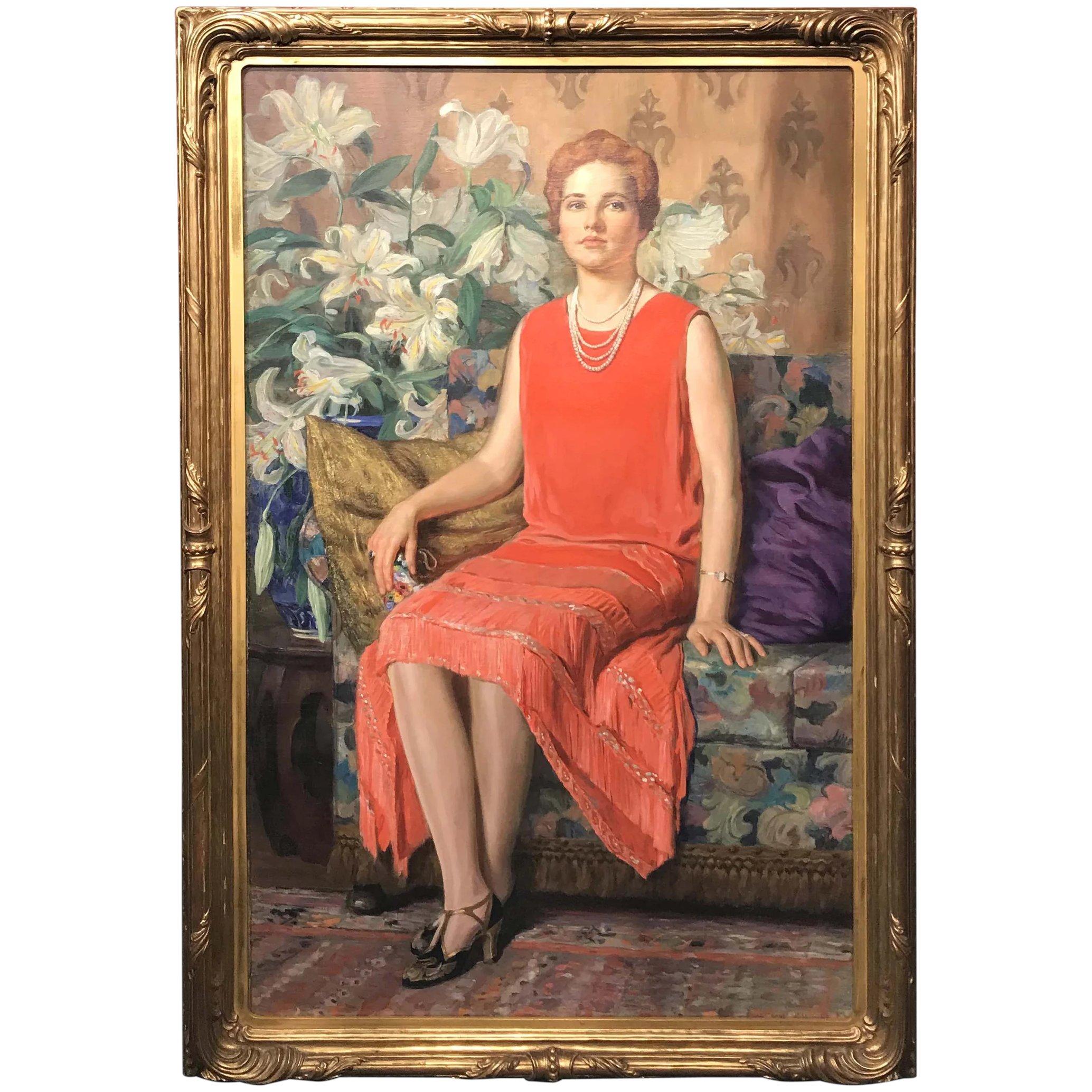 Portrait of Elizabeth Oakes - Painting by Charles Allan Winter