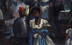 Restaurant Scene, Modern Oil Painting on Canvas by Charles Alston