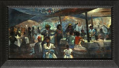 Restaurant Scene, Modern Oil Painting on Canvas by Charles Alston