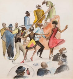 "Saturday Night" Genre local:: Figuratif:: Danse:: Renaissance de Harlem:: Signé