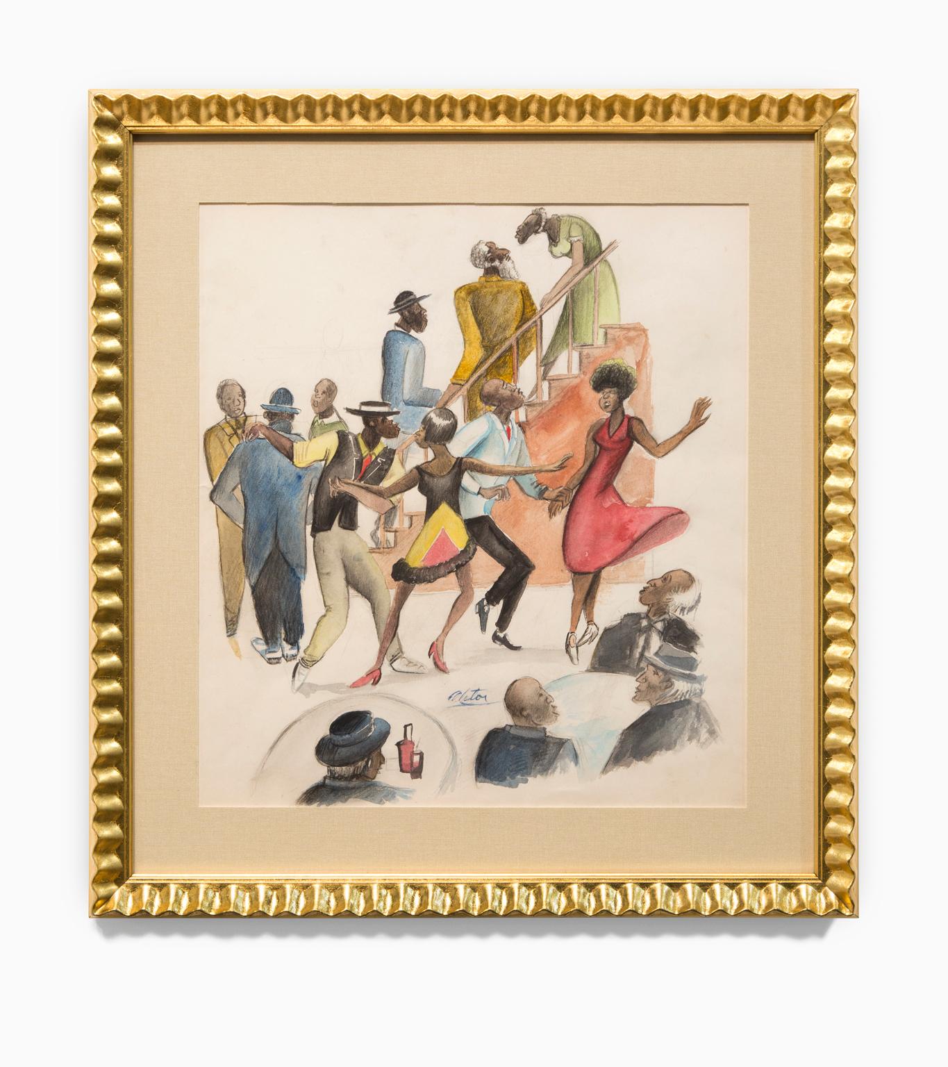 Charles Alston Figurative Painting - "Saturday Night" Local Genre, Figurative, Dance, Harlem Renaissance, Signed