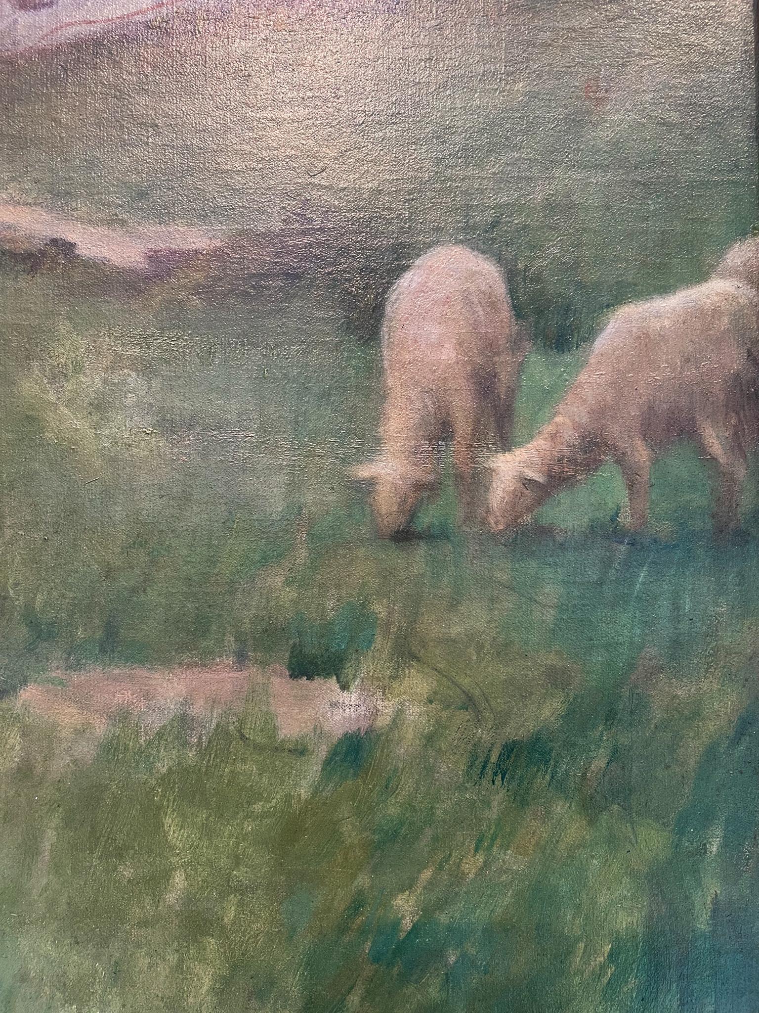 Die junge Hirte ist altmodisch (Braun), Landscape Painting, von Charles Amable Lenoir