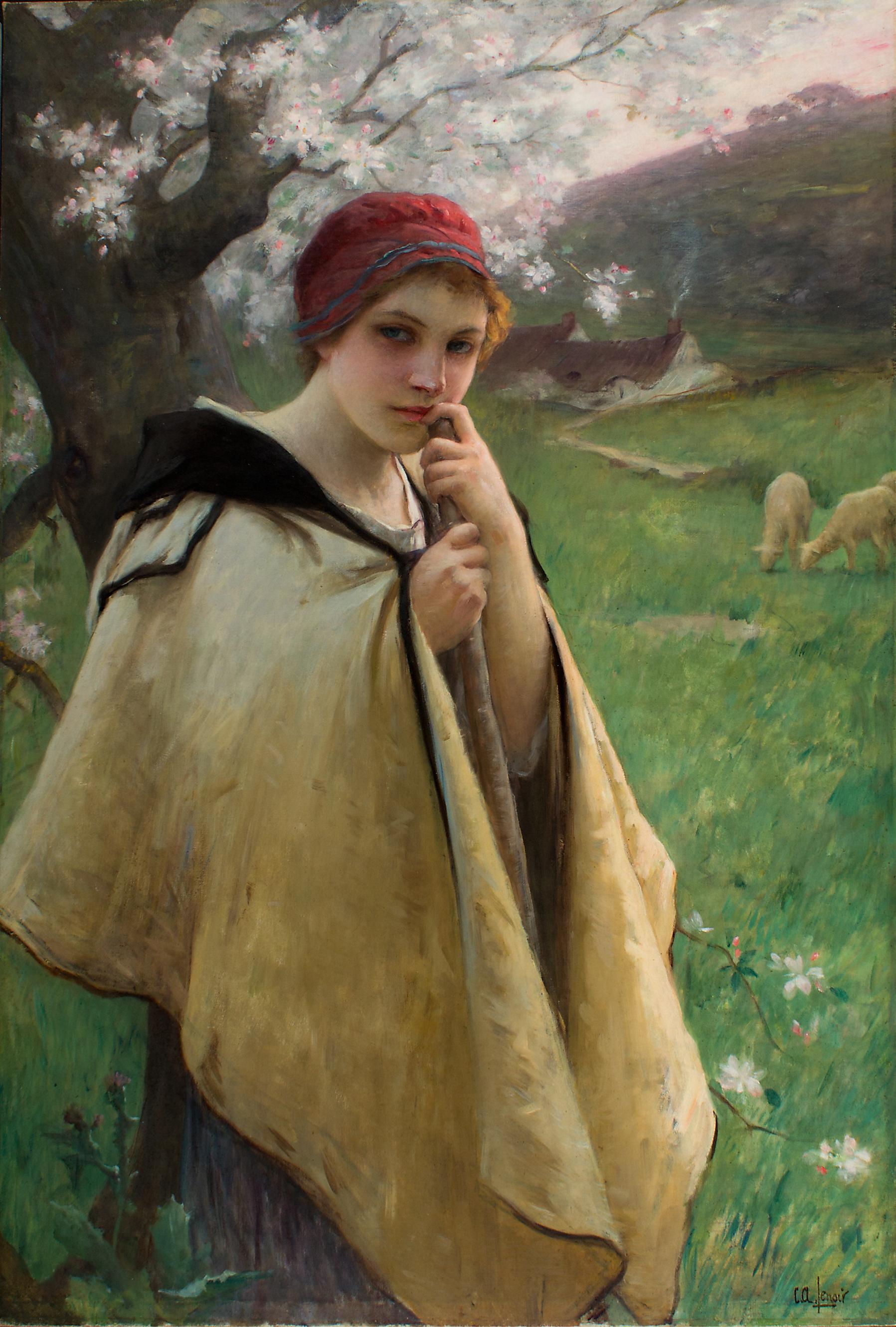 The Young Shepherdess - Painting by Charles Amable Lenoir