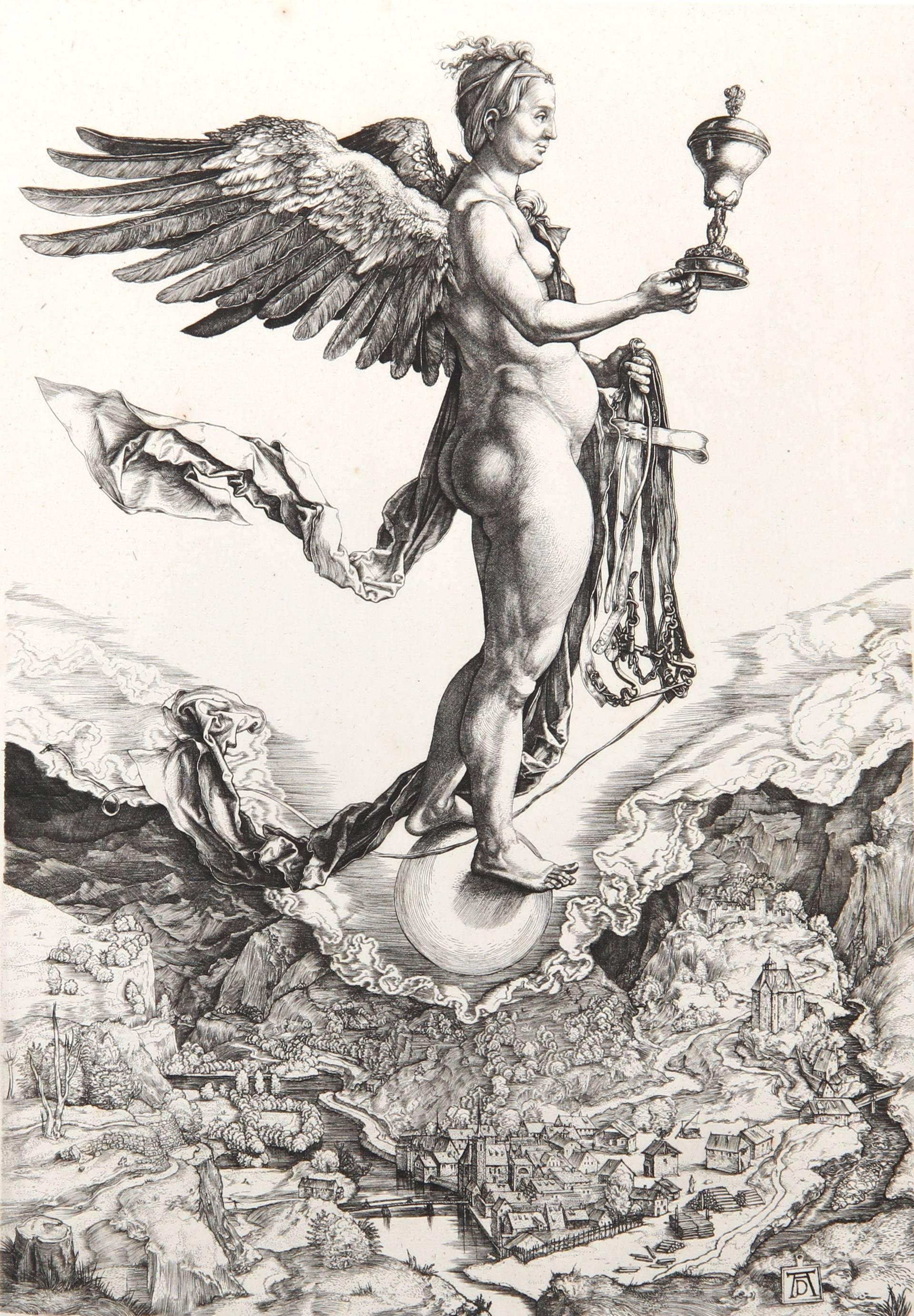 La Grande Fortune, Grabado de Amand Durand según Albrecht Durer - Print de Charles Amand Durand