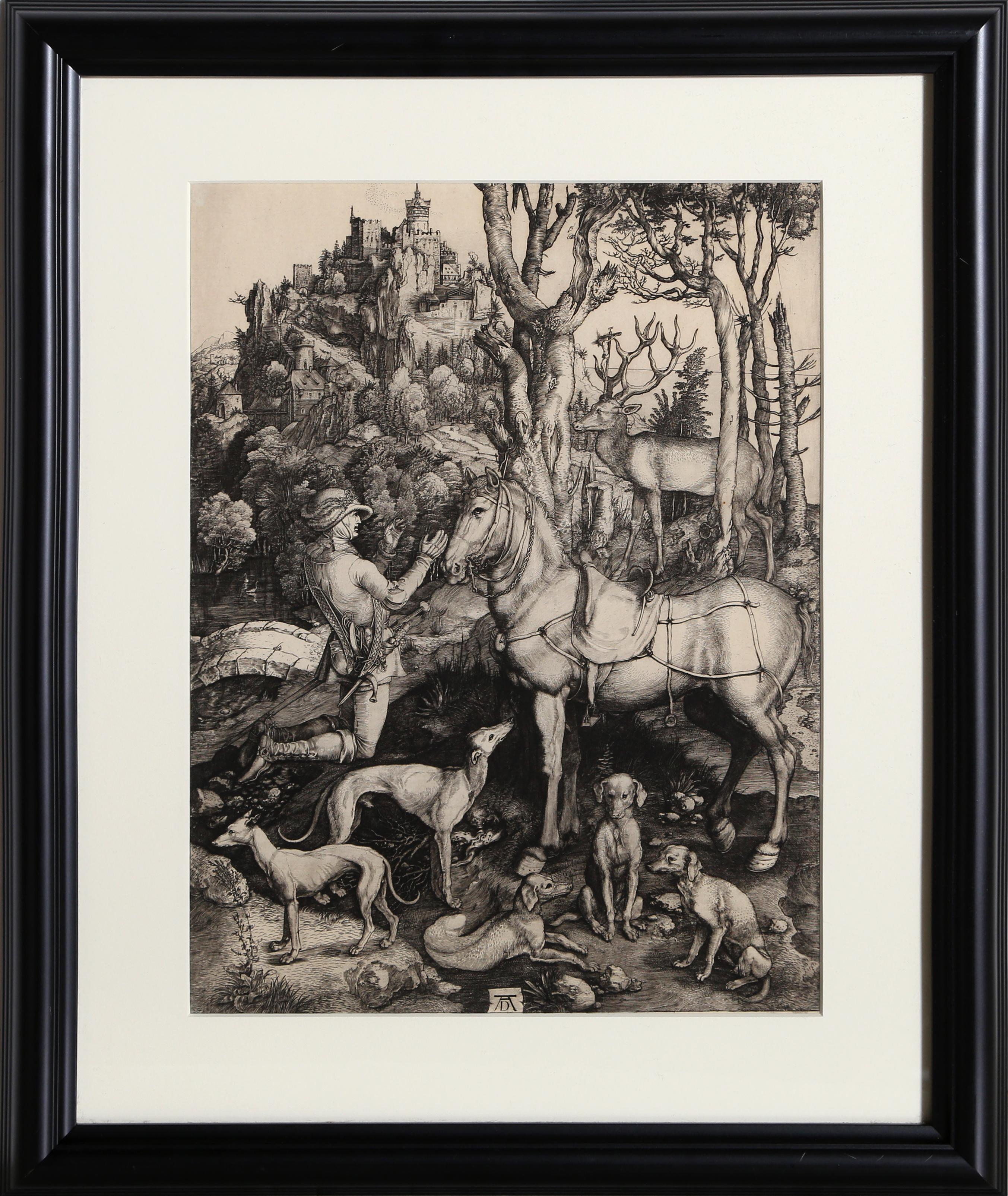 Charles Amand Durand Figurative Print - Saint Hubert etching by Amand-Durand after Albrecht Durer 