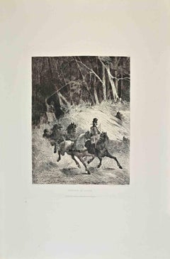 Chevaux de Poste - Etching by Charles Amédée de Boret - 1870s