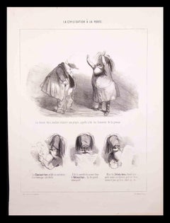 Civilisation à la Porte - Original Lithograph by CHAM - Mid-19th century