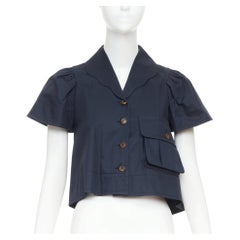 CHARLES ANASTASE 10 CORSO COMO smiley button flared sleeves crop top shirt FR36