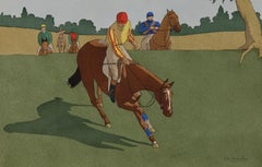 Charles Ancelin (1863-1940) - Gravure sur pochoir vers 1925, Chevaux de Courses (No.3)