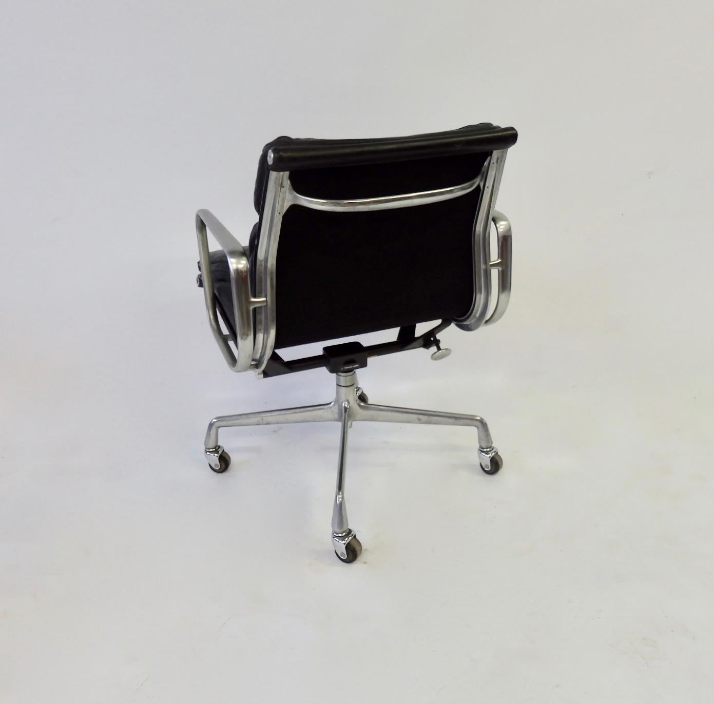 American Charles and Ray Eame for Herman Miller Black Leather Soft Pad Swivel Tilt Chair