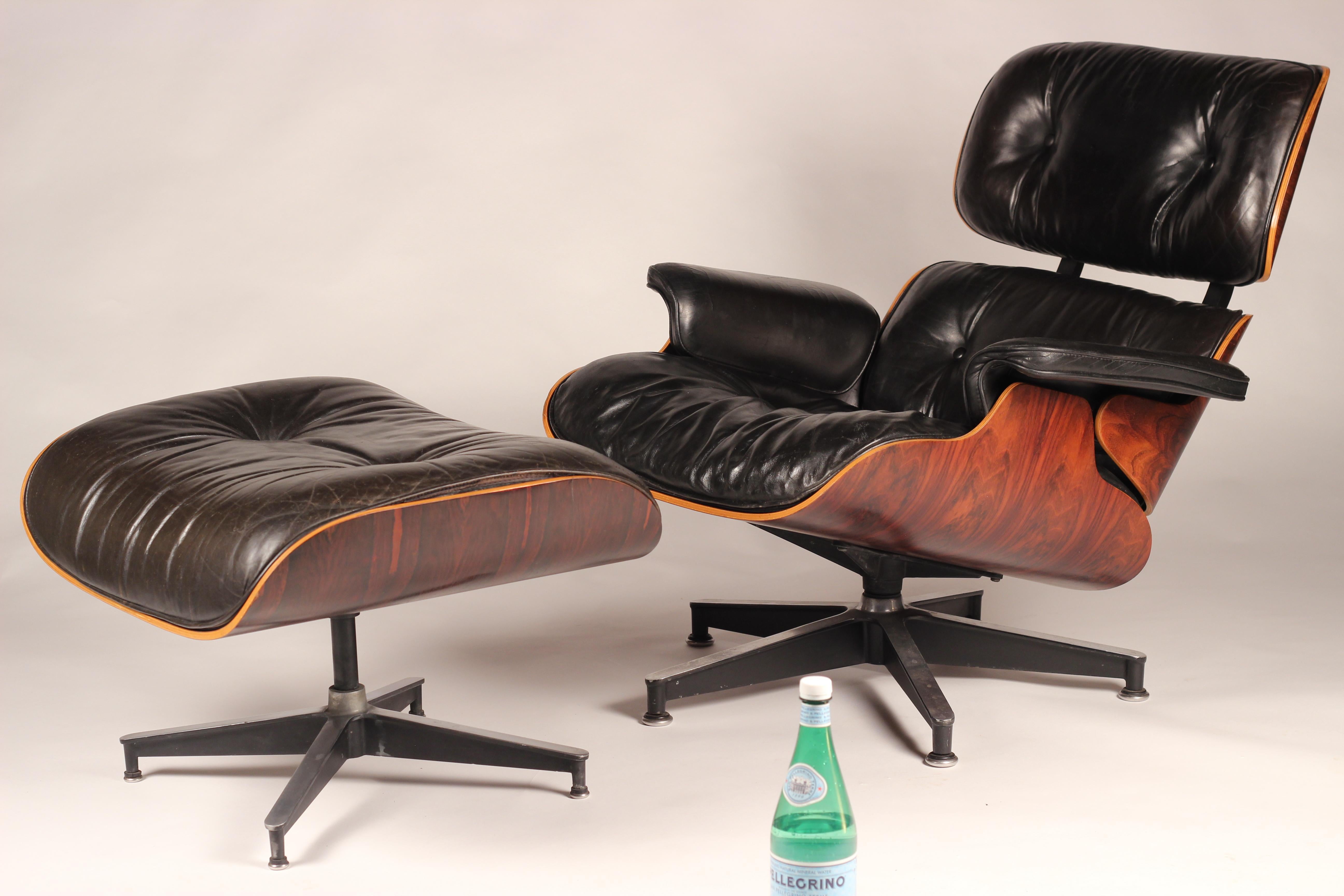 Charles and Ray Eames lounge chair

The Eames lounge chair and ottoman are furnishings made of molded plywood and leather, designed by Charles and Ray Eames for the Herman Miller furniture company. They are officially titled Eames lounge 670 and