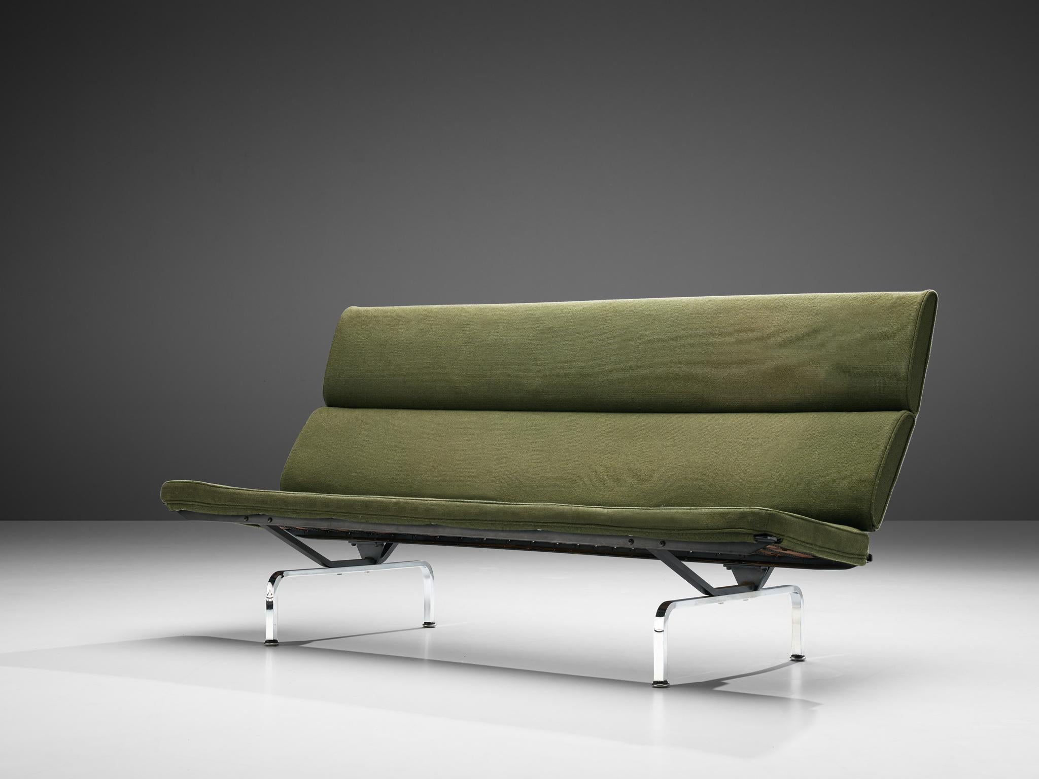 Charles and Ray Eames for Herman Miller, sofa model 'compact', metal, upholstery, United States, 1954

This sofa design features a foldable backrest. With its horizontally two-part high back it can be folded onto the seating. Charles and Ray Eames