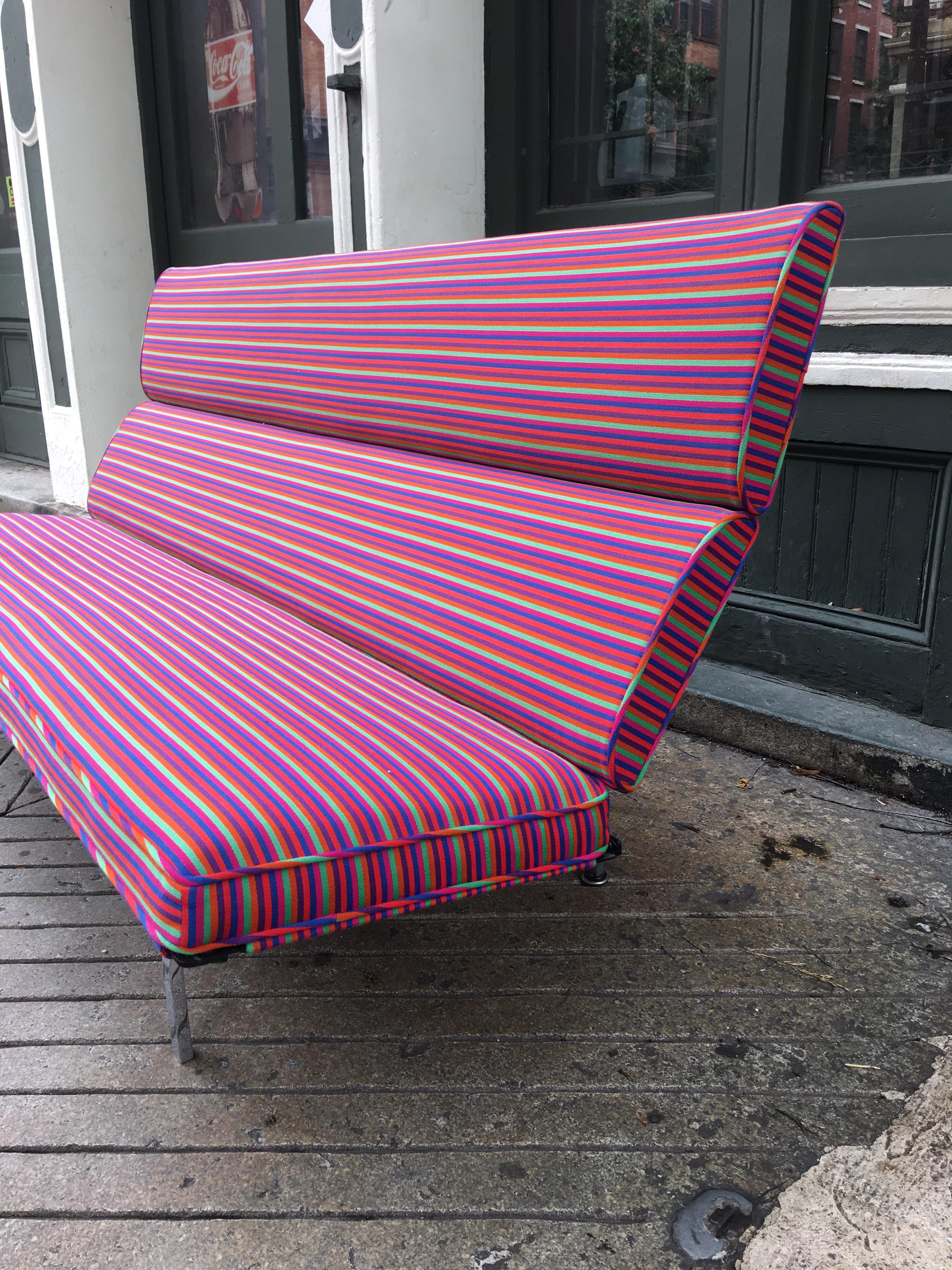 Beautiful Condition! All Original Alexander Girard Fabric! Eames Compact Sofa in Amazing Condition! No Fading, stains or dirt on this guy! We did have new foam put in the Seat Cushion! Sits Beautifully, one of the best Girard Fabric out there!!