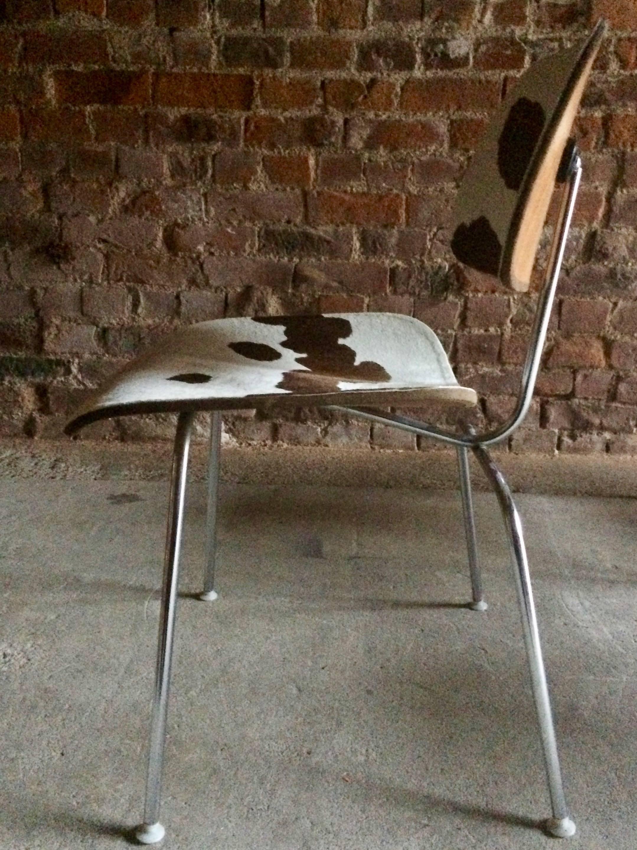 Charles and Ray Eames DCM Chairs Dining Six Calf Skin Herman Miller1960s 5