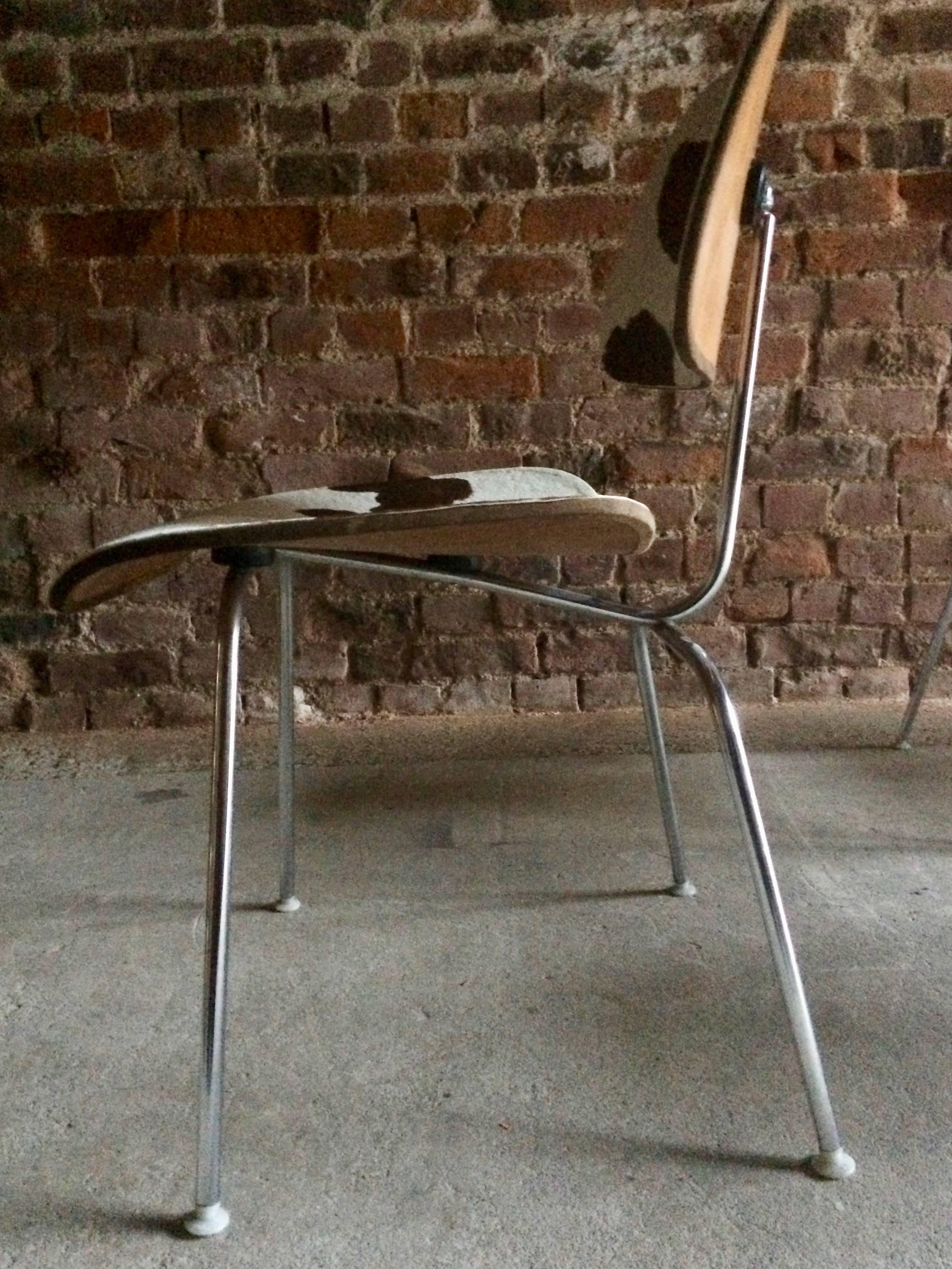 Charles and Ray Eames DCM Chairs Dining Six Calf Skin Herman Miller1960s 6