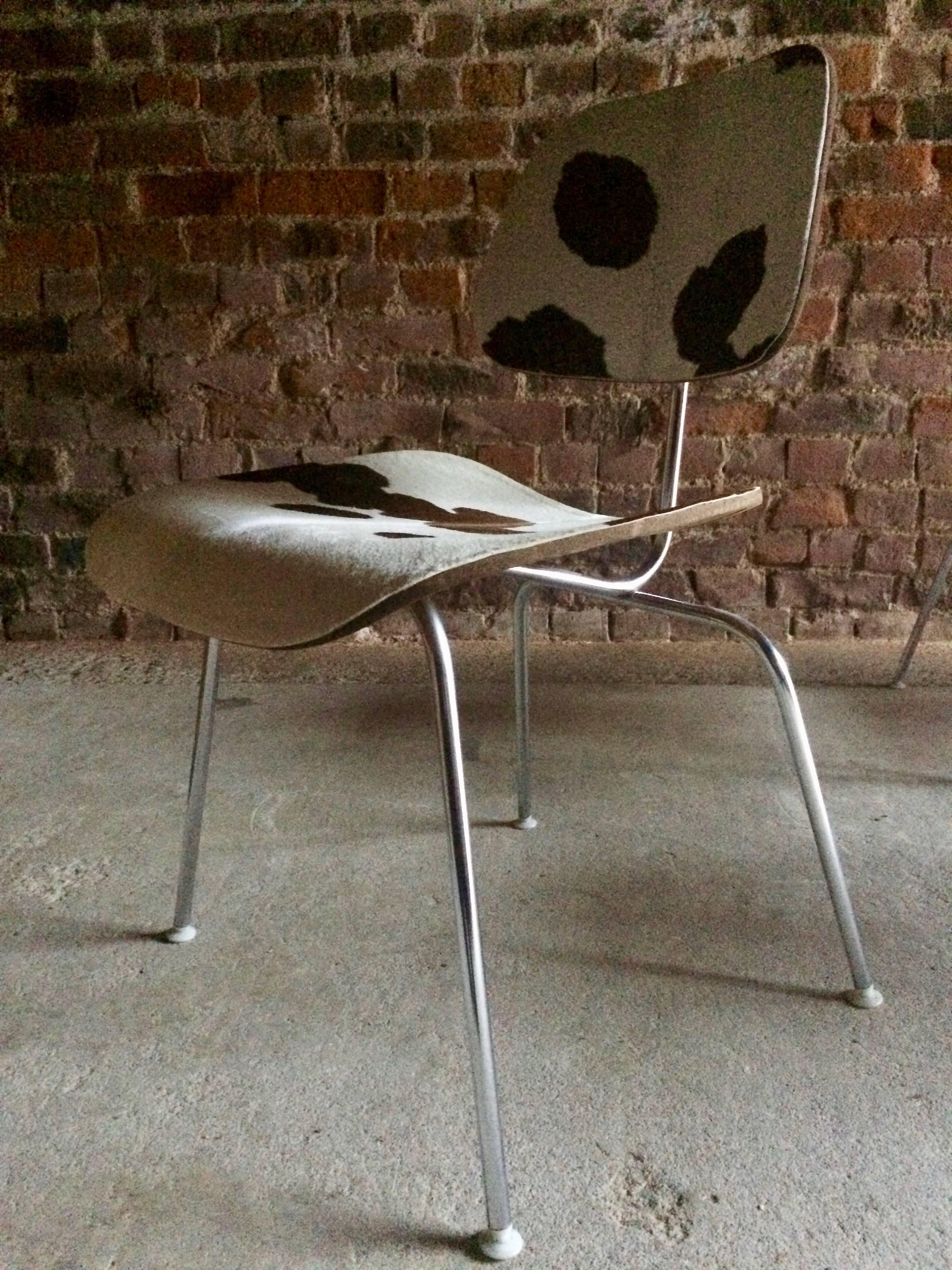 Charles and Ray Eames DCM Chairs Dining Six Calf Skin Herman Miller1960s 7