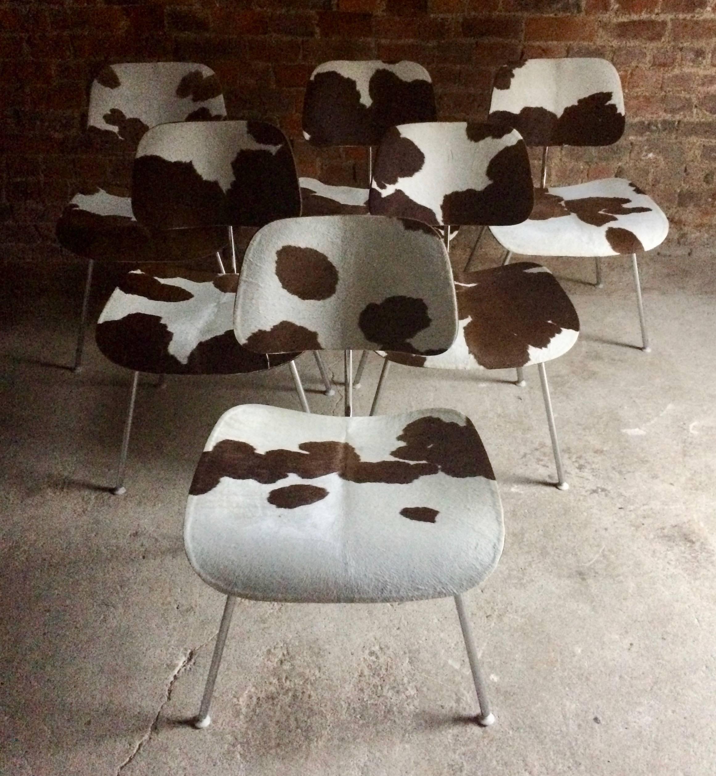 Charles and Ray Eames DCM Chairs Dining Six Calf Skin Herman Miller1960s 9