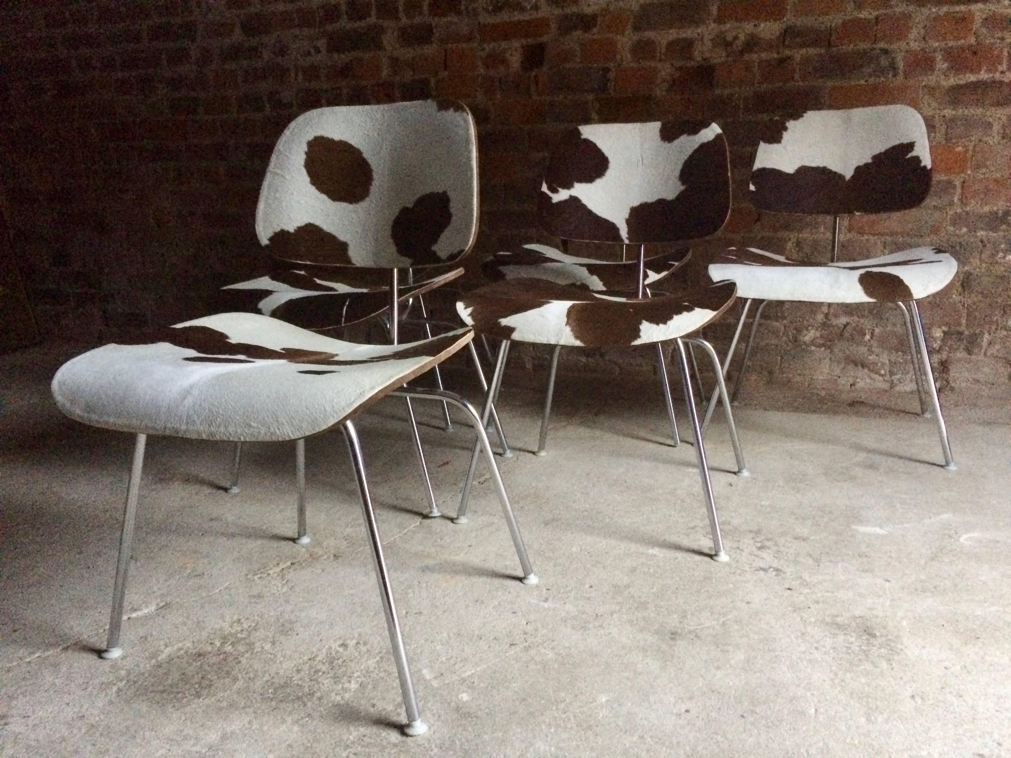 Charles and Ray Eames DCM Chairs Dining Six Calf Skin Herman Miller1960s 10