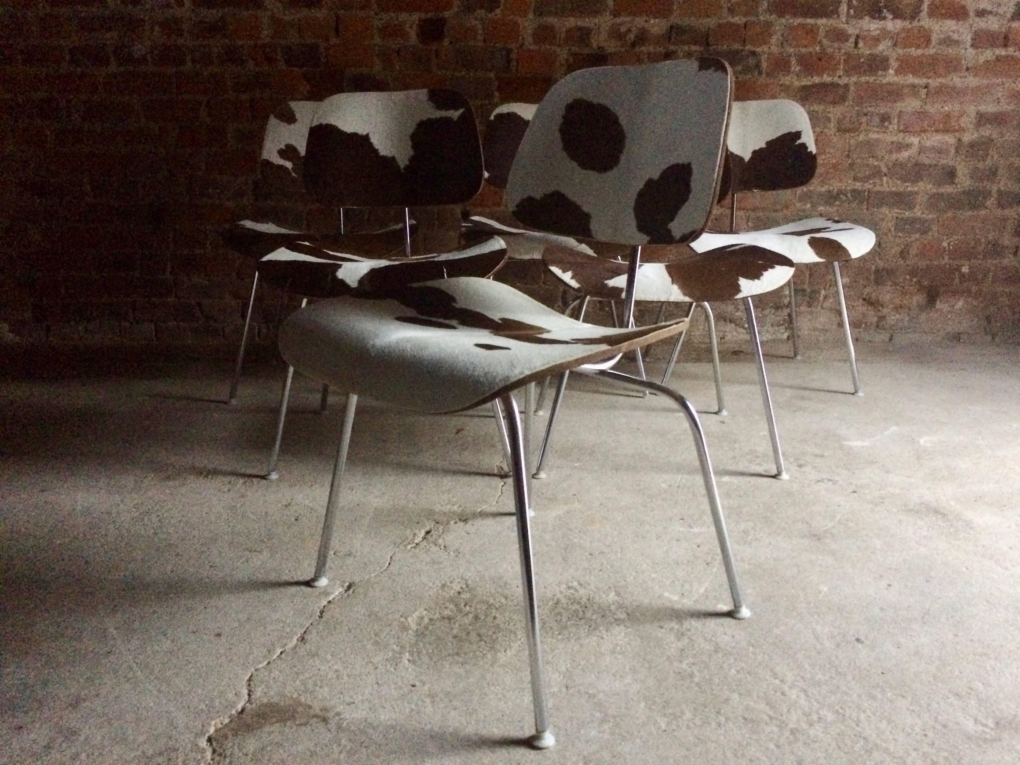 Charles and Ray Eames DCM Chairs Dining Six Calf Skin Herman Miller1960s 11