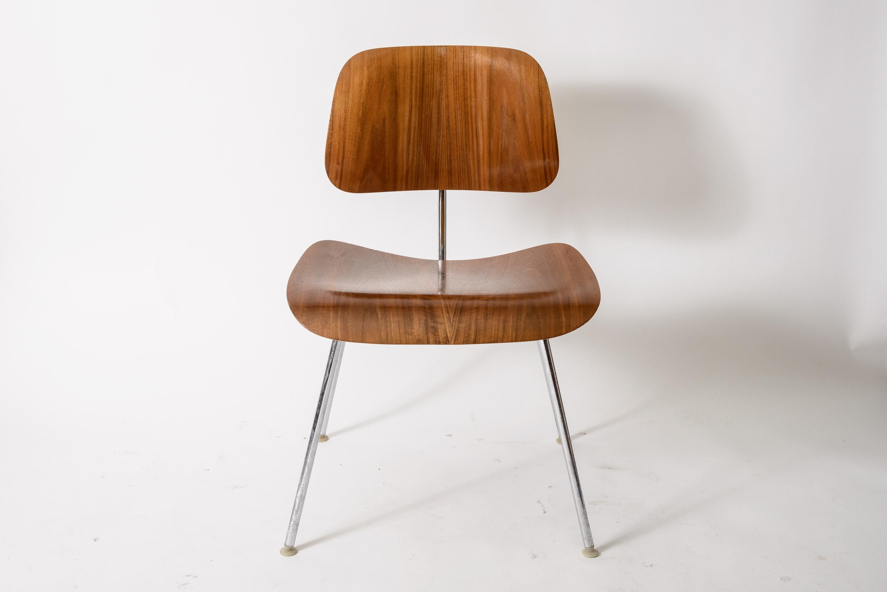 Walnut Charles and Ray Eames DCM Chairs For Sale