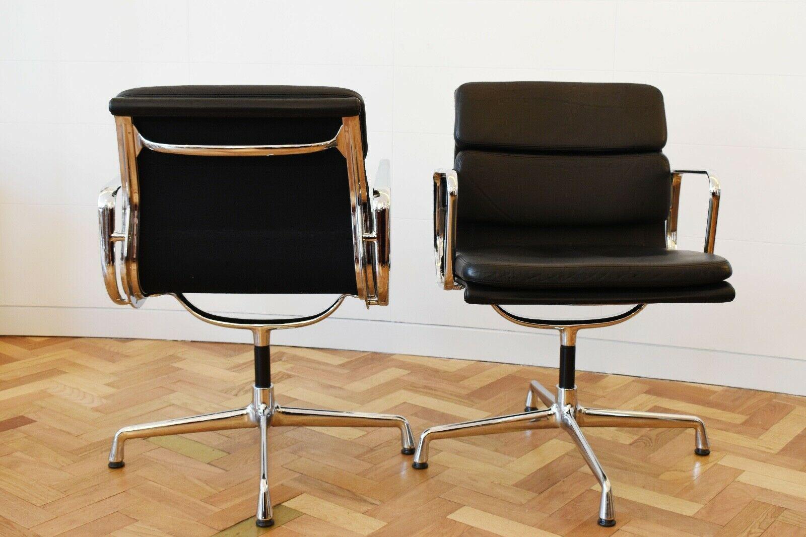 Leather Charles and Ray Eames EA 208 Soft Pad Office Chair for Vitra