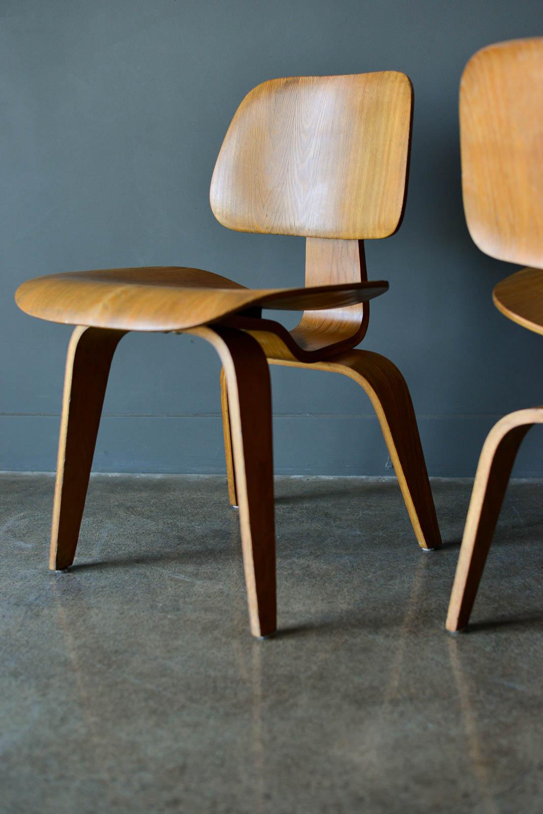 American Charles and Ray Eames for Evans Pair of DCW Chairs, Ca. 1950