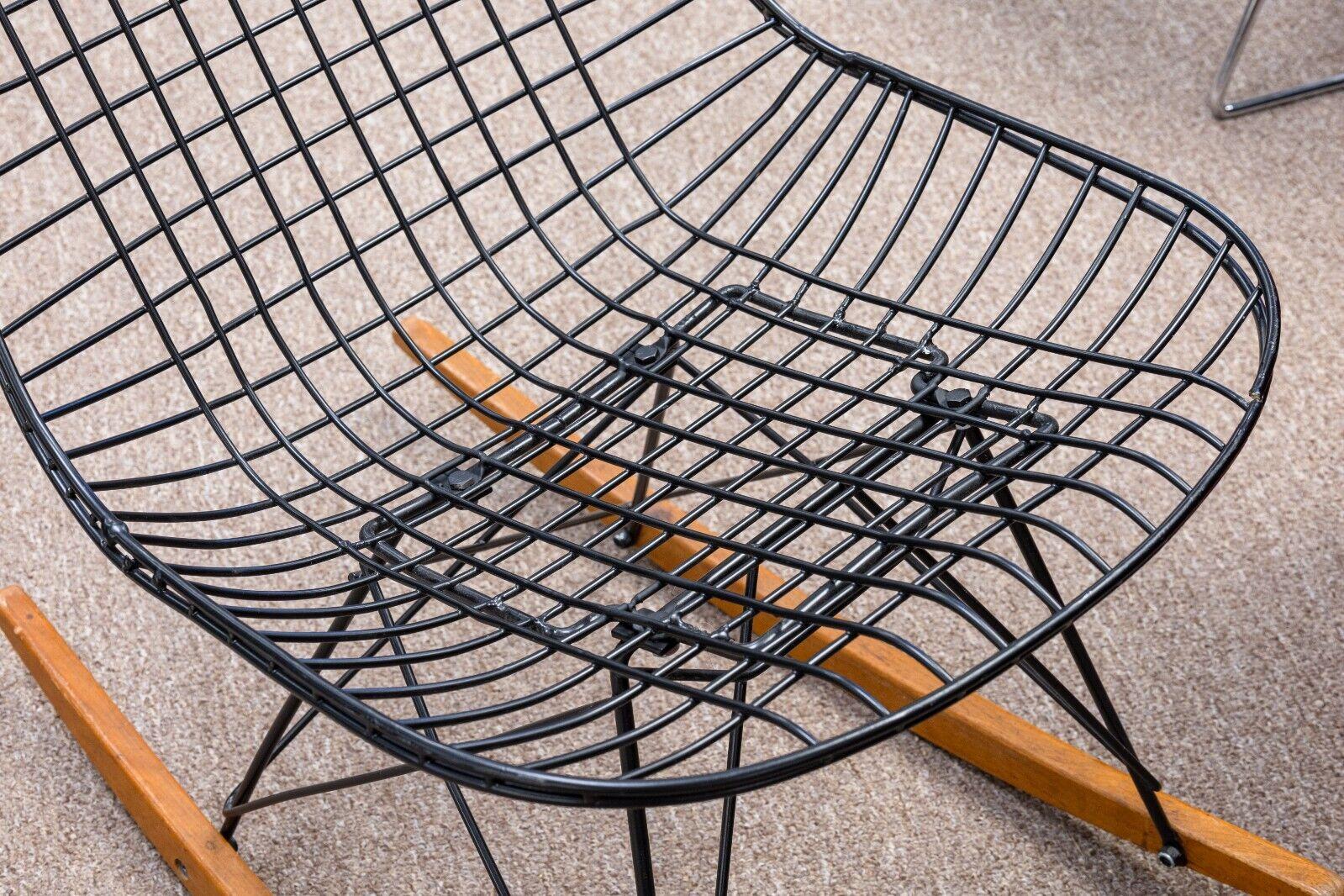 20th Century Charles and Ray Eames for Herman Miller Black Steel and Birch RKR Bikini Rocker For Sale