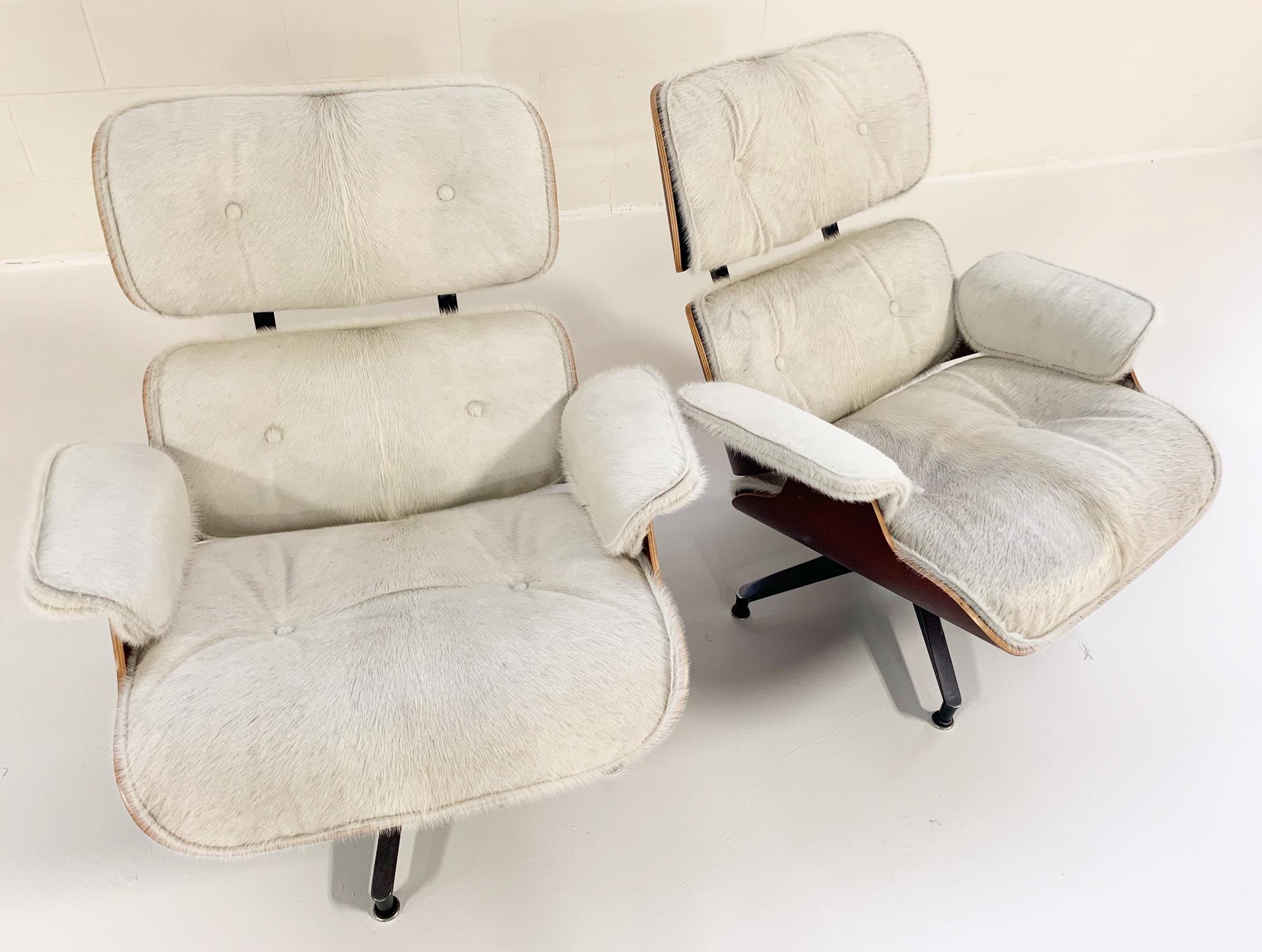 Charles and Ray Eames for Herman Miller Chairs and Ottomans Restored in Cowhide 3