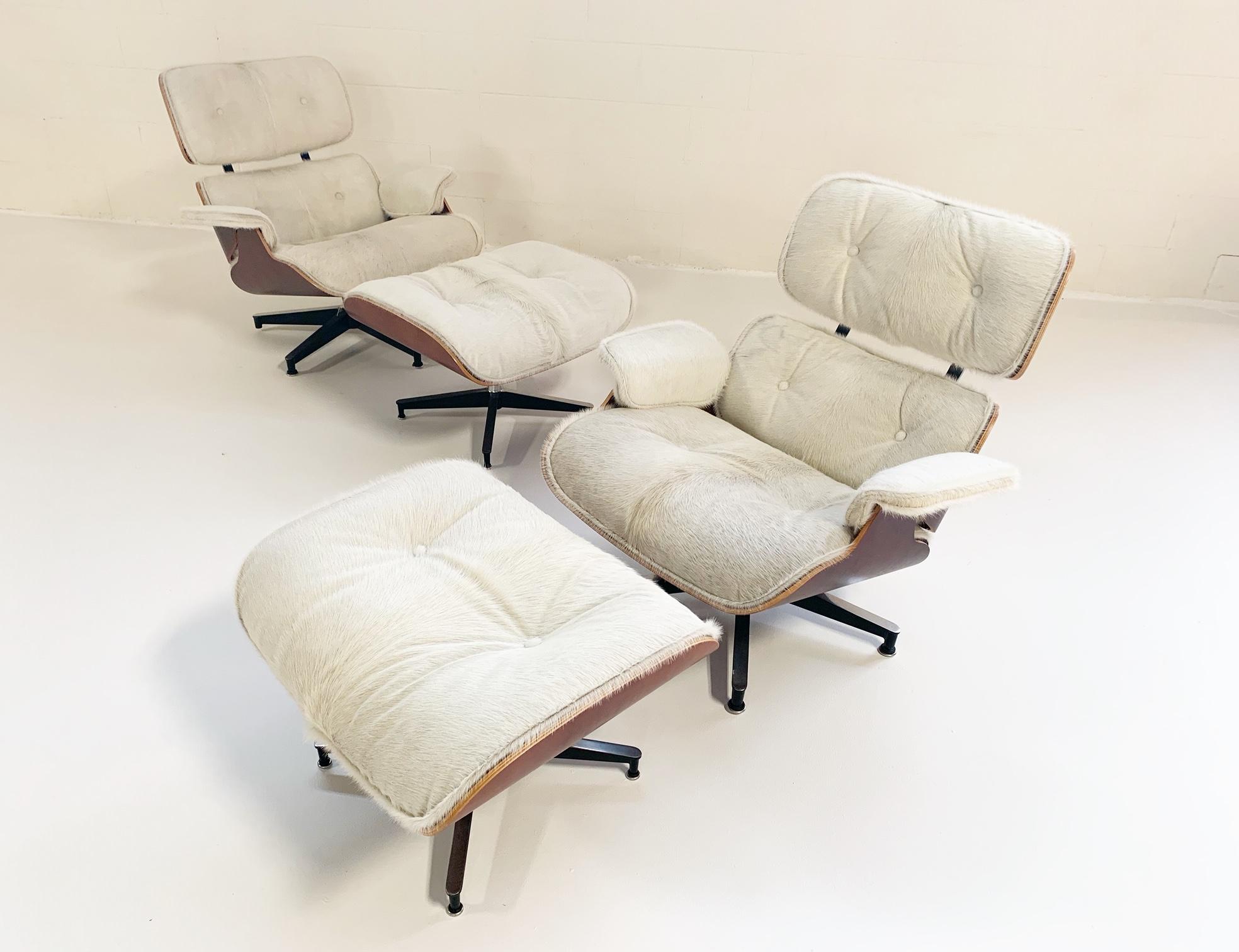 Charles and Ray Eames for Herman Miller Chairs and Ottomans Restored in Cowhide 5