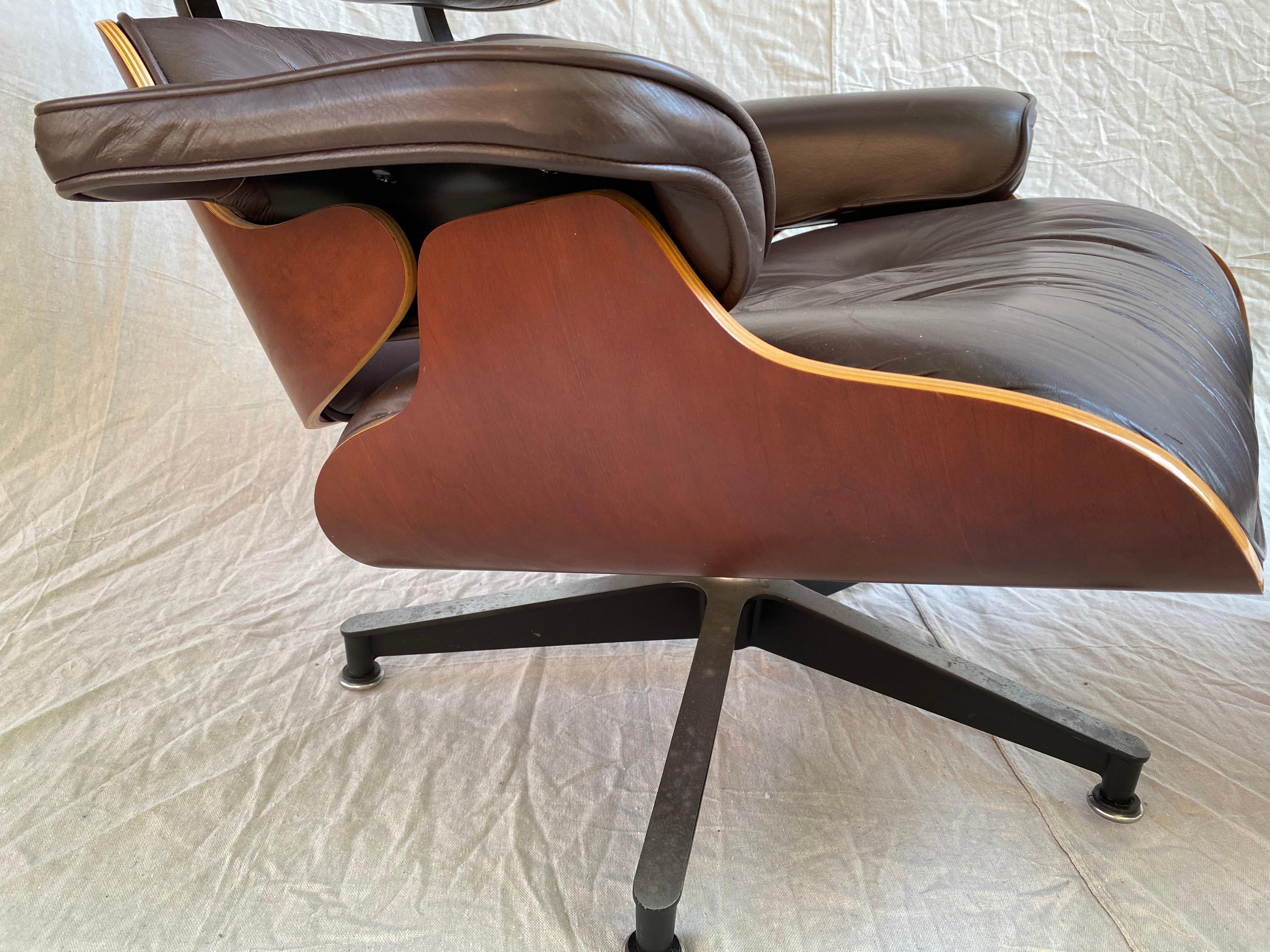 Mid-Century Modern Charles and Ray Eames for Herman Miller Cherry 670 Lounge Chair and Ottoman
