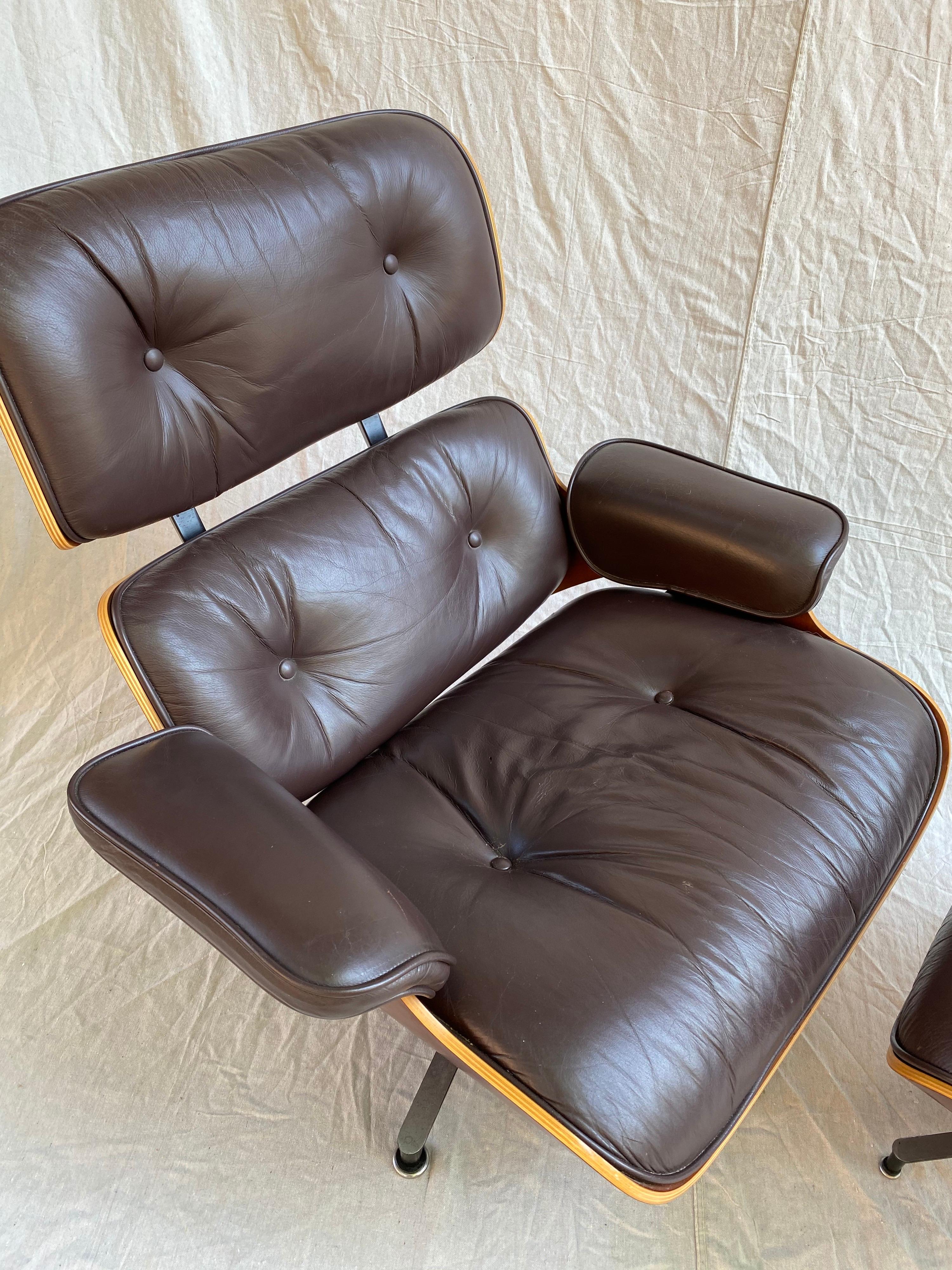 American Charles and Ray Eames for Herman Miller Cherry 670 Lounge Chair and Ottoman