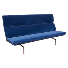 Charles and Ray Eames for Herman Miller Chromed-Steel and Mohair Compact Sofa