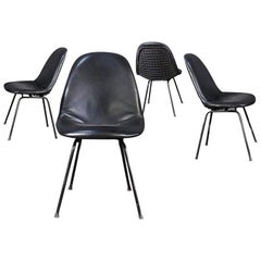 Charles and Ray Eames for Herman Miller DKX-1 Chair, Black Leather, H-Base, 1955