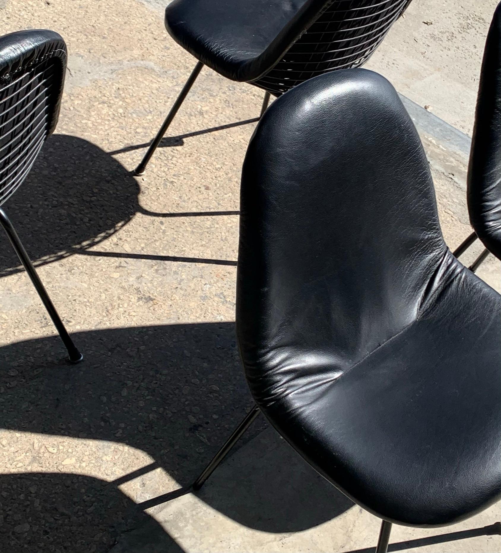 Américain Charles and Ray Eames for Herman Miller DKX-1 Chair, Black Leather, H-Base, 1955 en vente