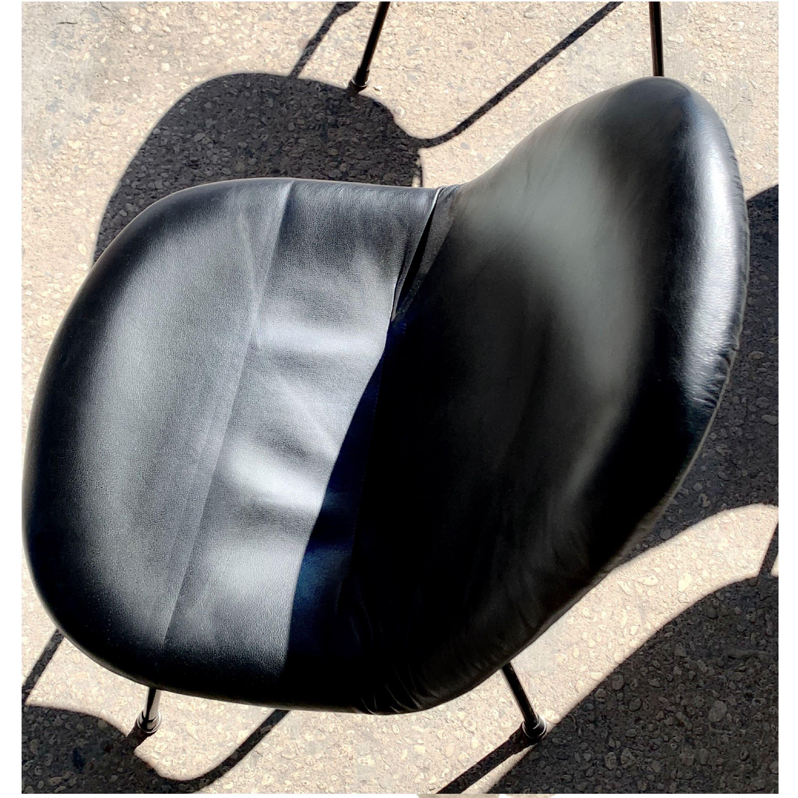 American Charles and Ray Eames for Herman Miller DKX-1 Chair, Black Leather, H-Base, 1955 For Sale